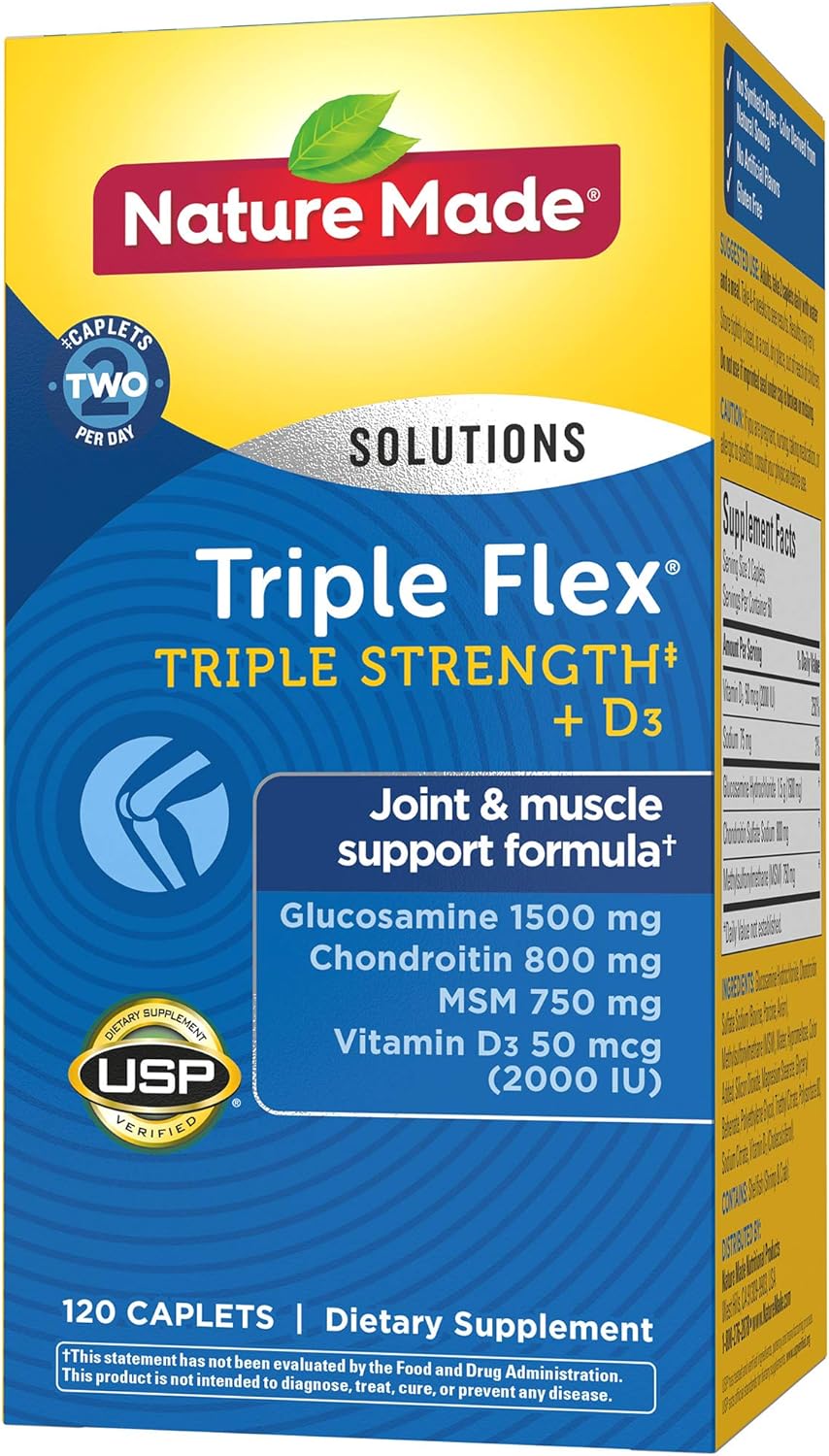 120 Count Nature Made TripleFlex Triple Strength Caplets with Vitamin D3 for Joint Support