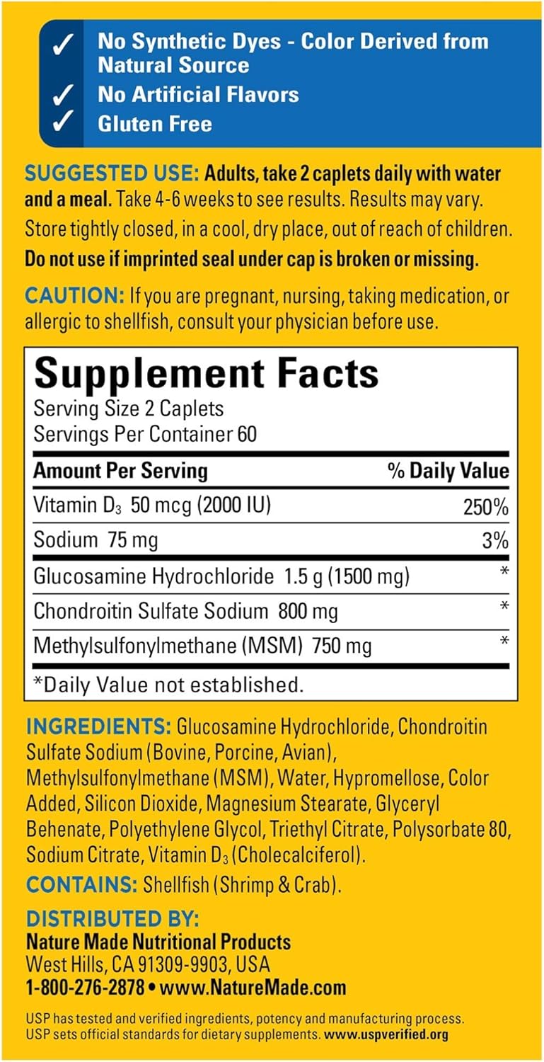 120 Count Nature Made TripleFlex Triple Strength Caplets with Vitamin D3 for Joint Support