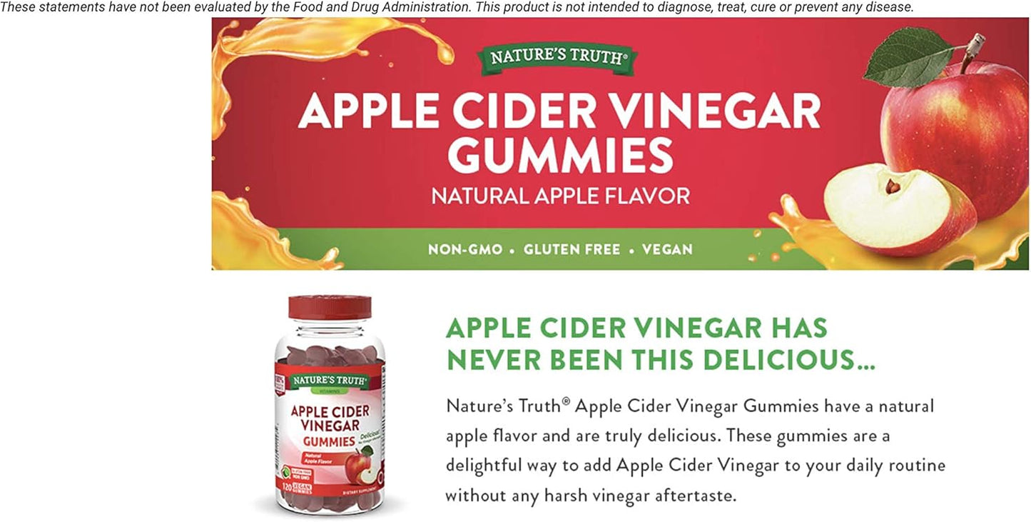 120 Count Nature's Truth Apple Cider Vinegar Gummies for Digestion & Immune Support