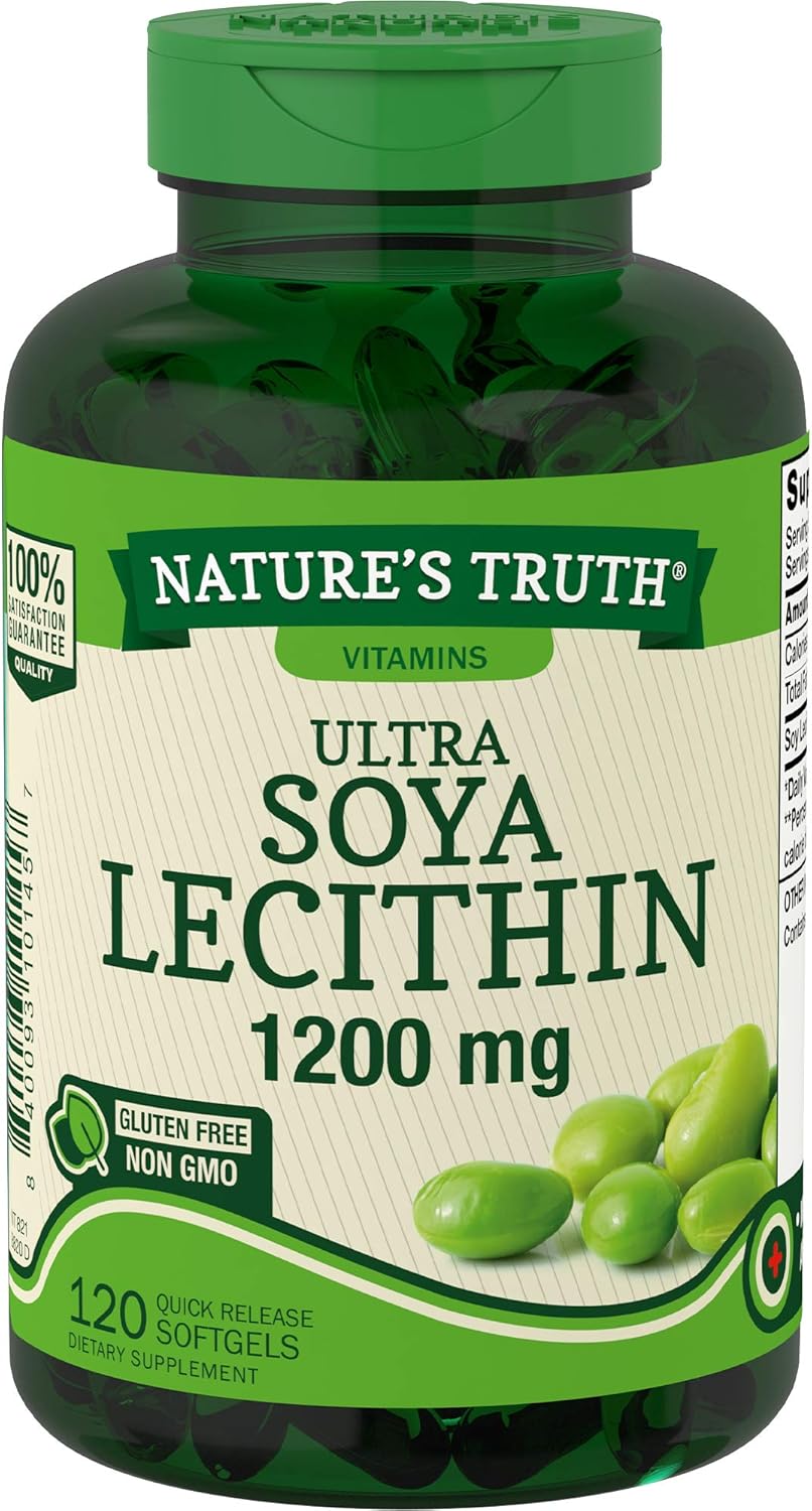 120 Count Nature's Truth Ultra SOYA Lecithin 1200 mg Dietary Supplement