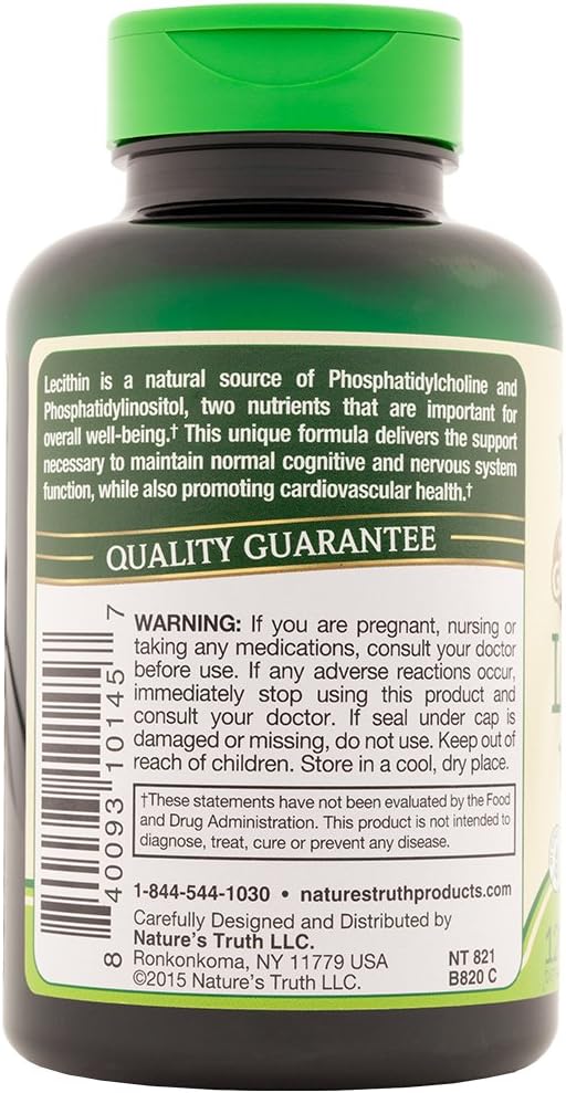 120 Count Nature's Truth Ultra SOYA Lecithin 1200 mg Dietary Supplement