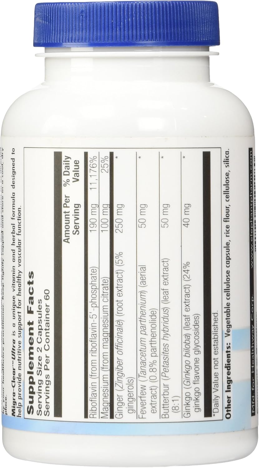120 Count Nutra BioGenesis Ultra Migra-Clear Veg Capsules