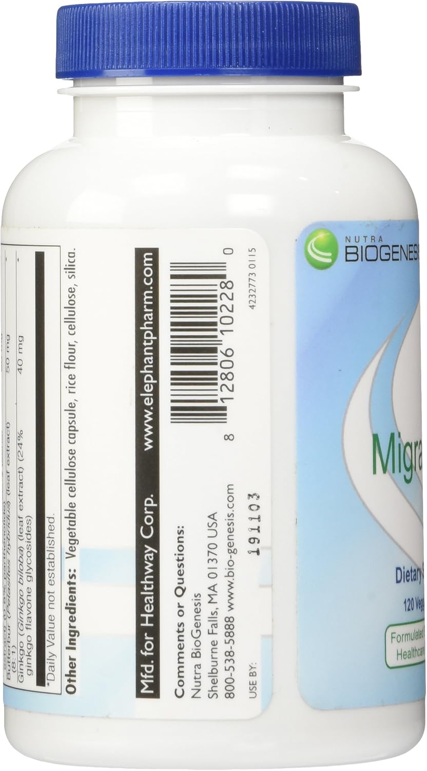 120 Count Nutra BioGenesis Ultra Migra-Clear Veg Capsules