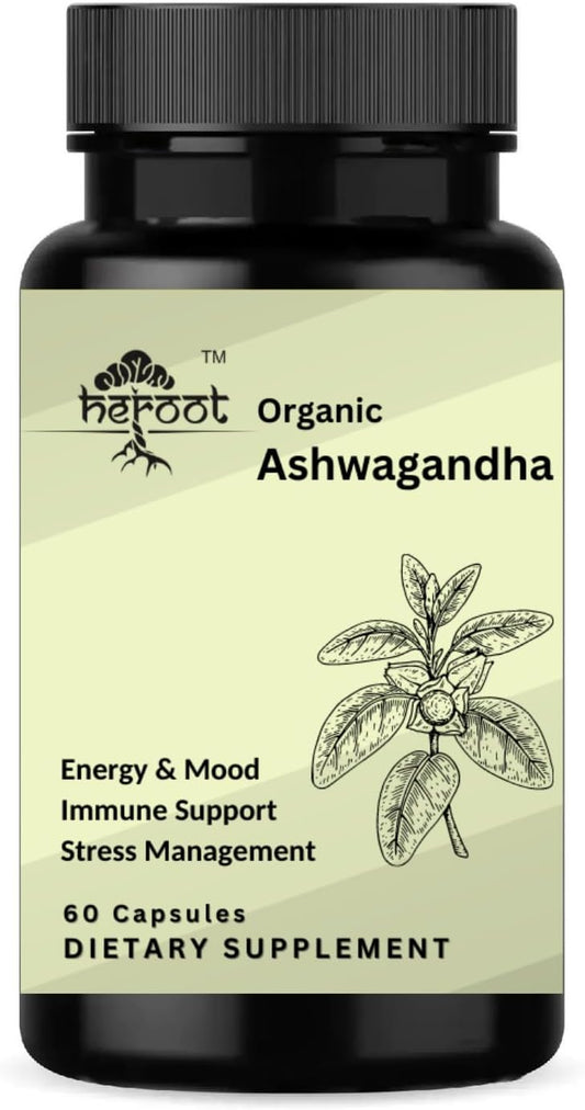 120-Count Organic Ashwagandha Capsules for Stress Relief and Mood Enhancement