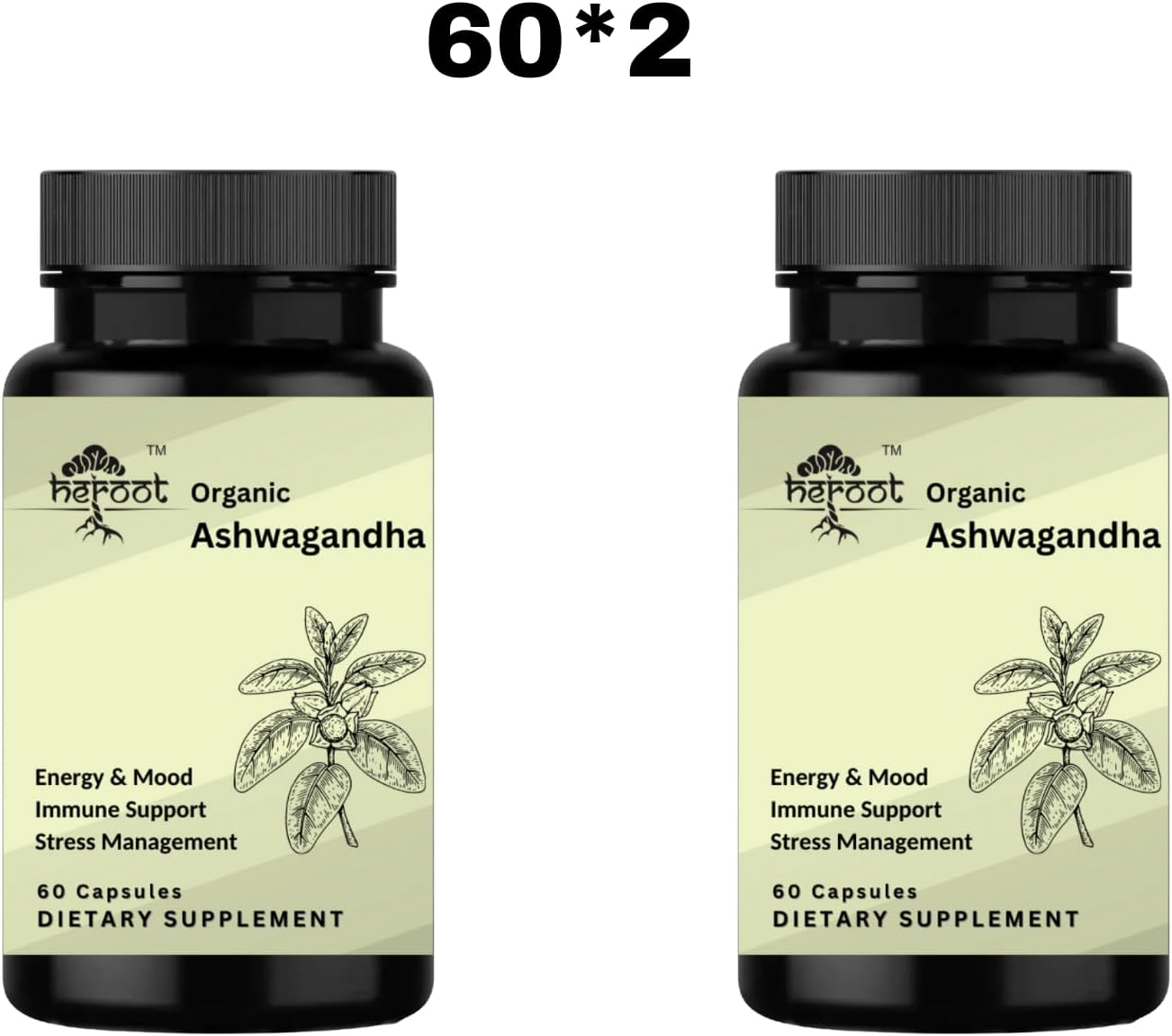 120-Count Organic Ashwagandha Capsules for Stress Relief and Mood Enhancement