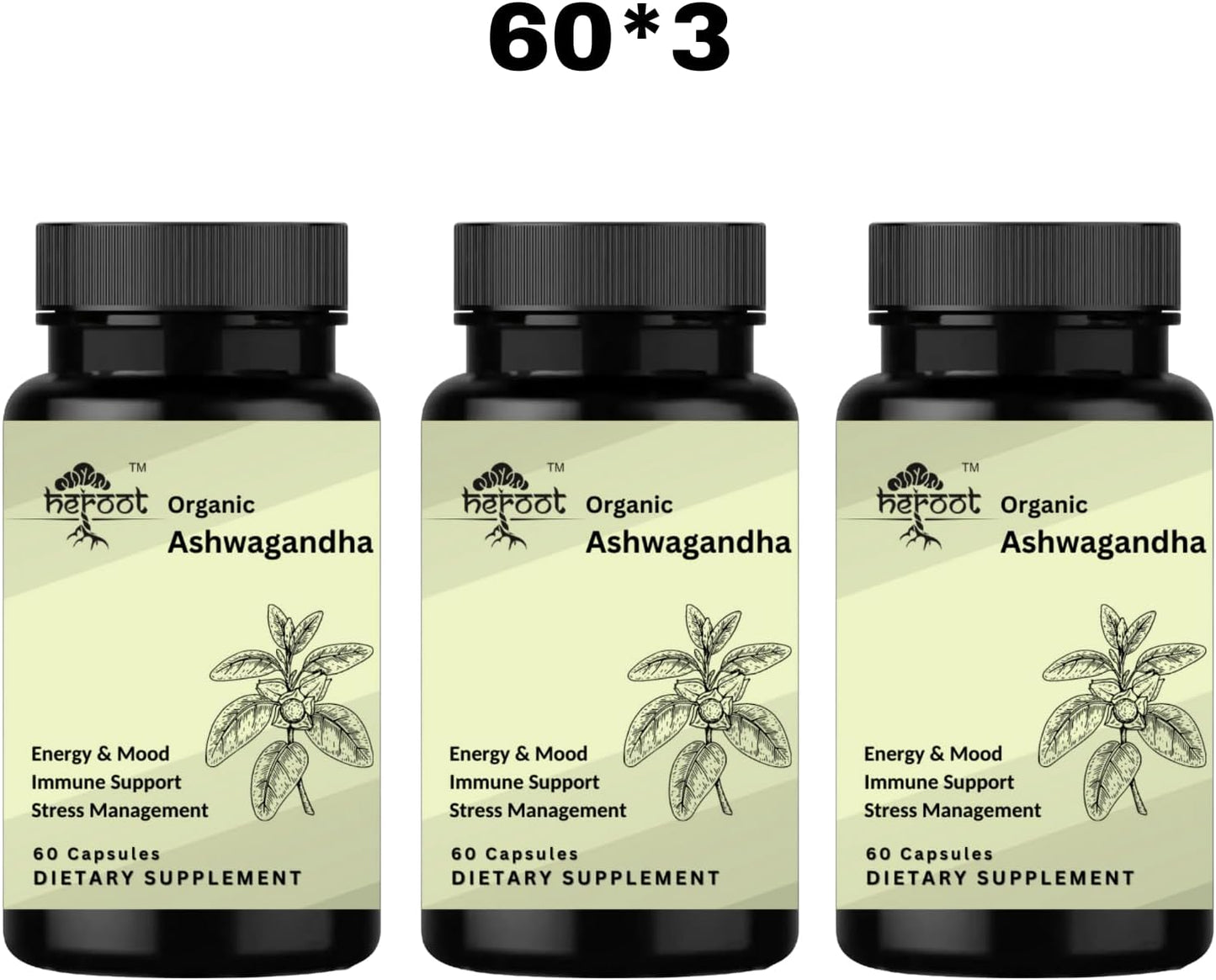 120-Count Organic Ashwagandha Capsules for Stress Relief and Mood Enhancement