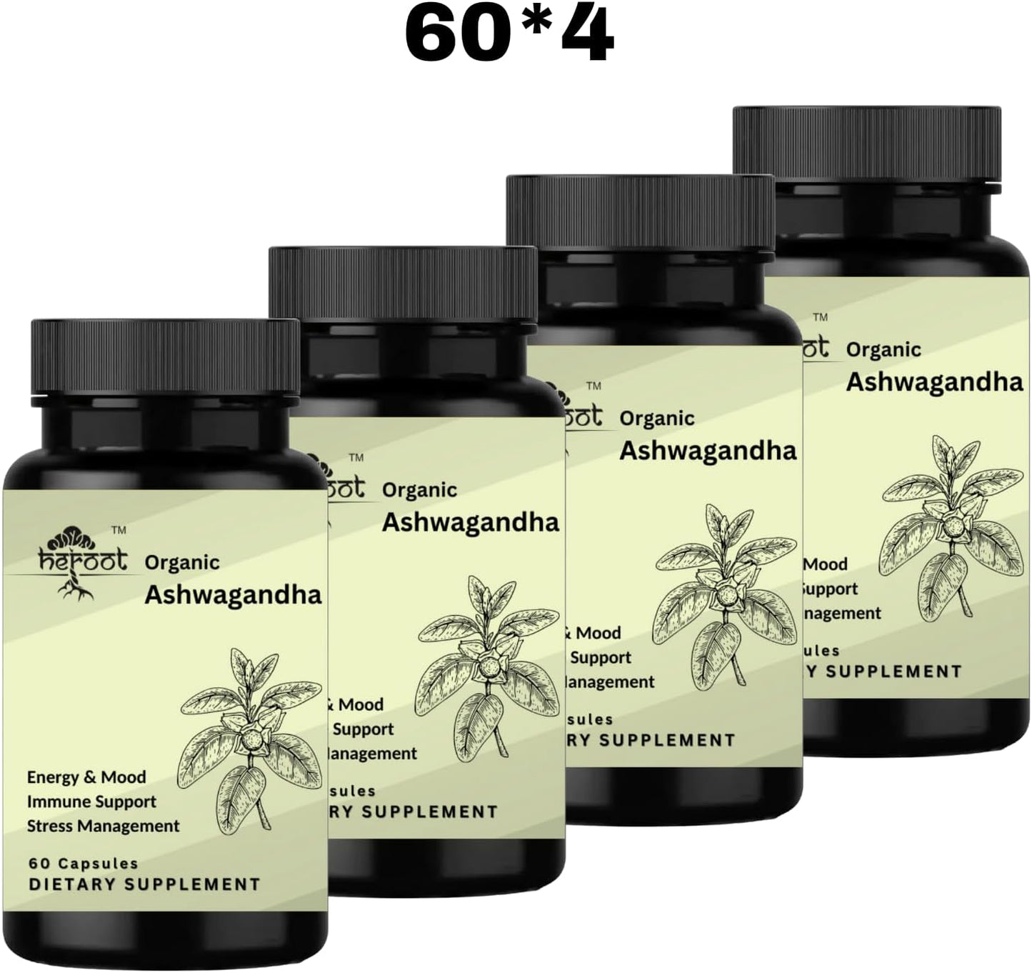120-Count Organic Ashwagandha Capsules for Stress Relief and Mood Enhancement