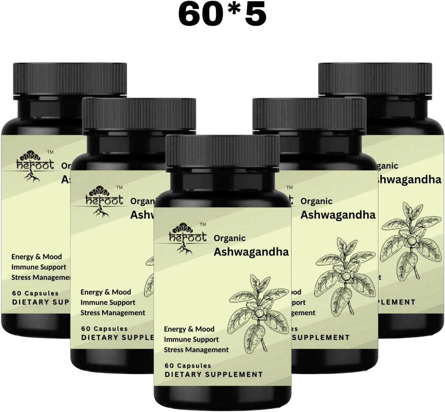 120-Count Organic Ashwagandha Capsules for Stress Relief and Mood Enhancement