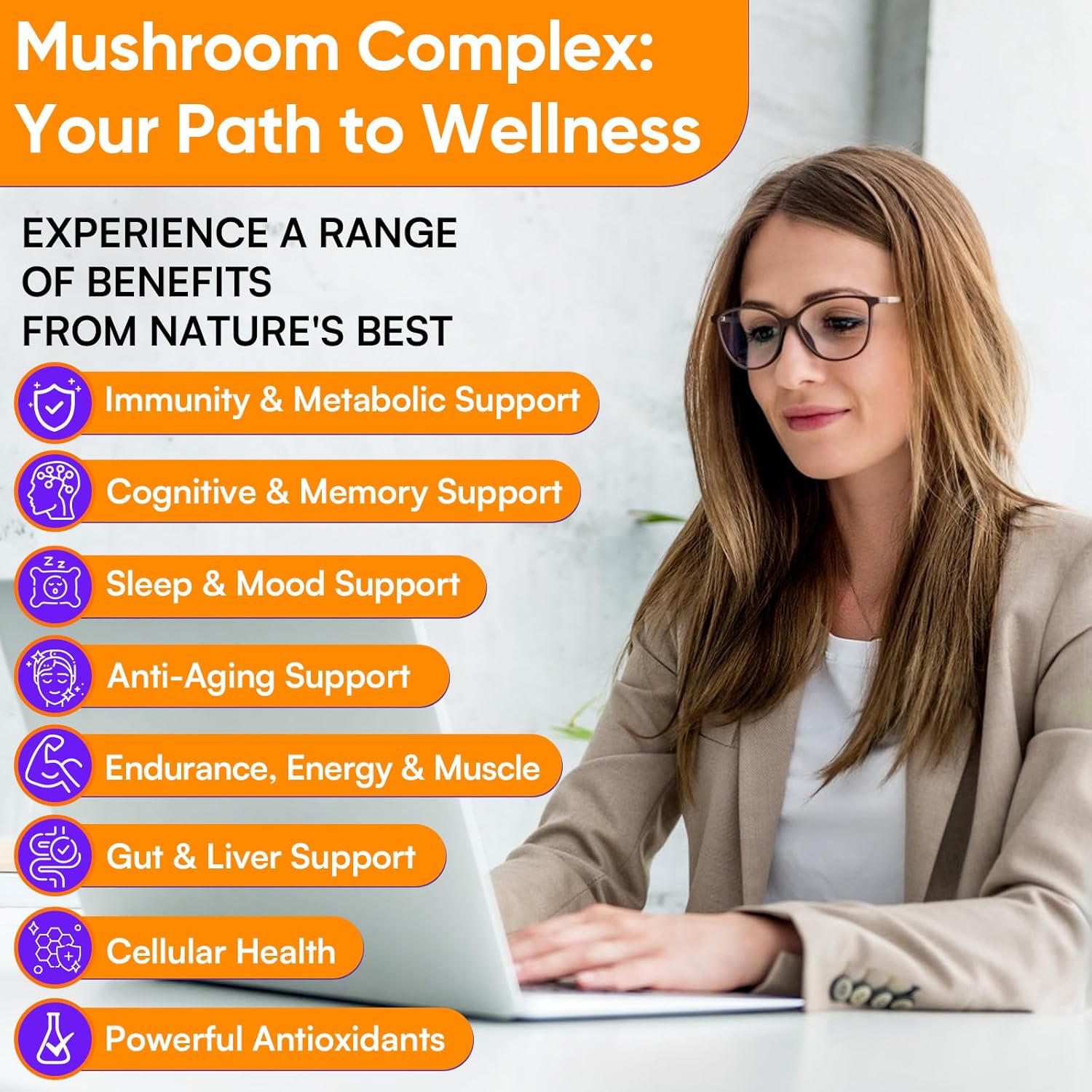 120 Count Organic Mushroom Gummies for Memory & Focus, 26-in-1 Complex with Ashwagandha & Lion's Mane.