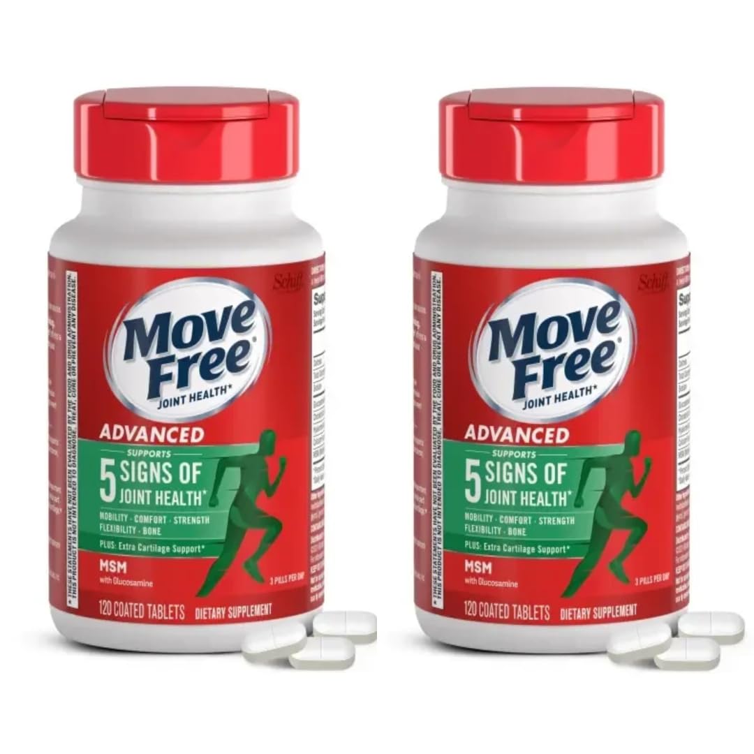120 Count Pack of 2 Move Free Advanced Plus MSM with Glucosamine & Chondroitin - Joint Health Supplement