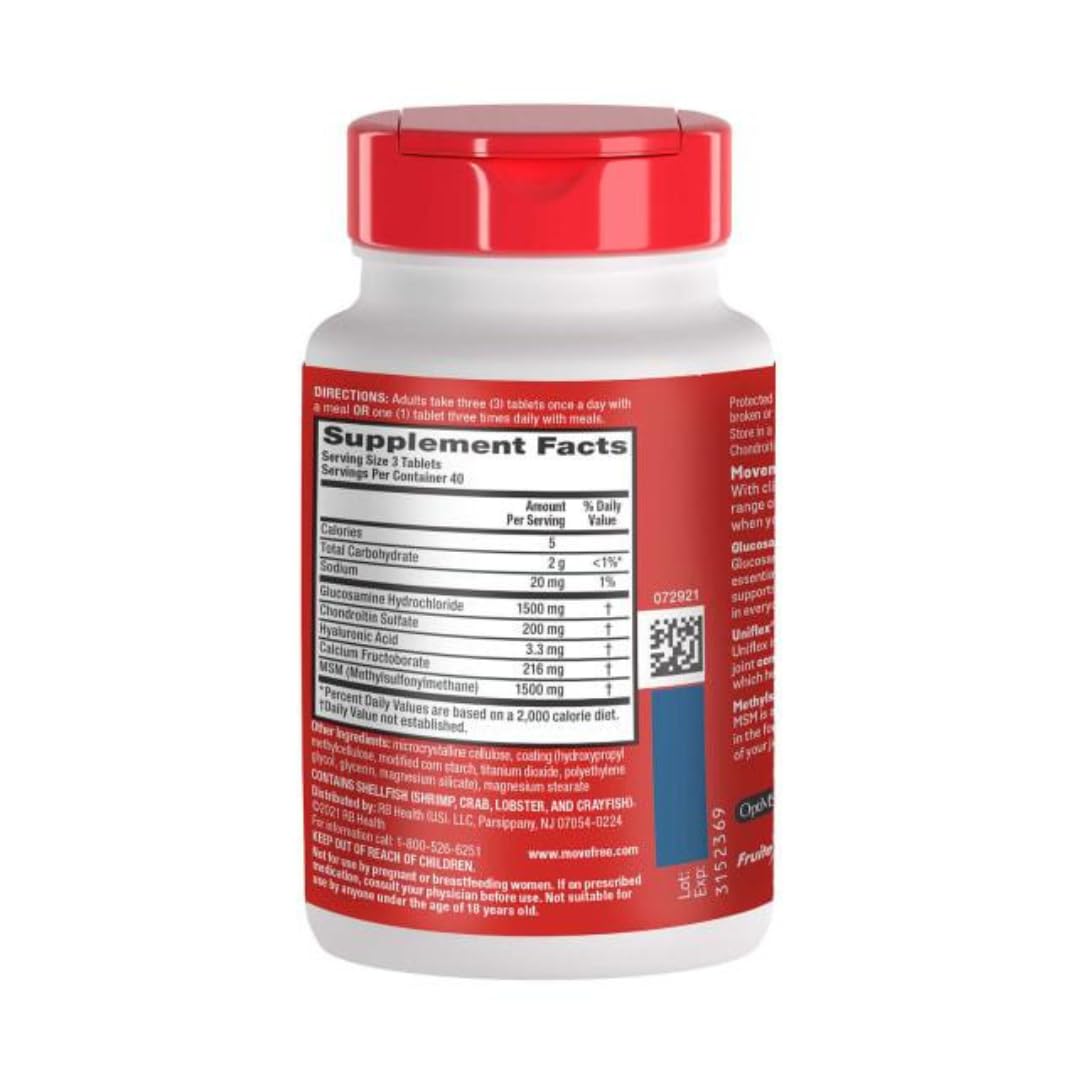 120 Count Pack of 2 Move Free Advanced Plus MSM with Glucosamine & Chondroitin - Joint Health Supplement