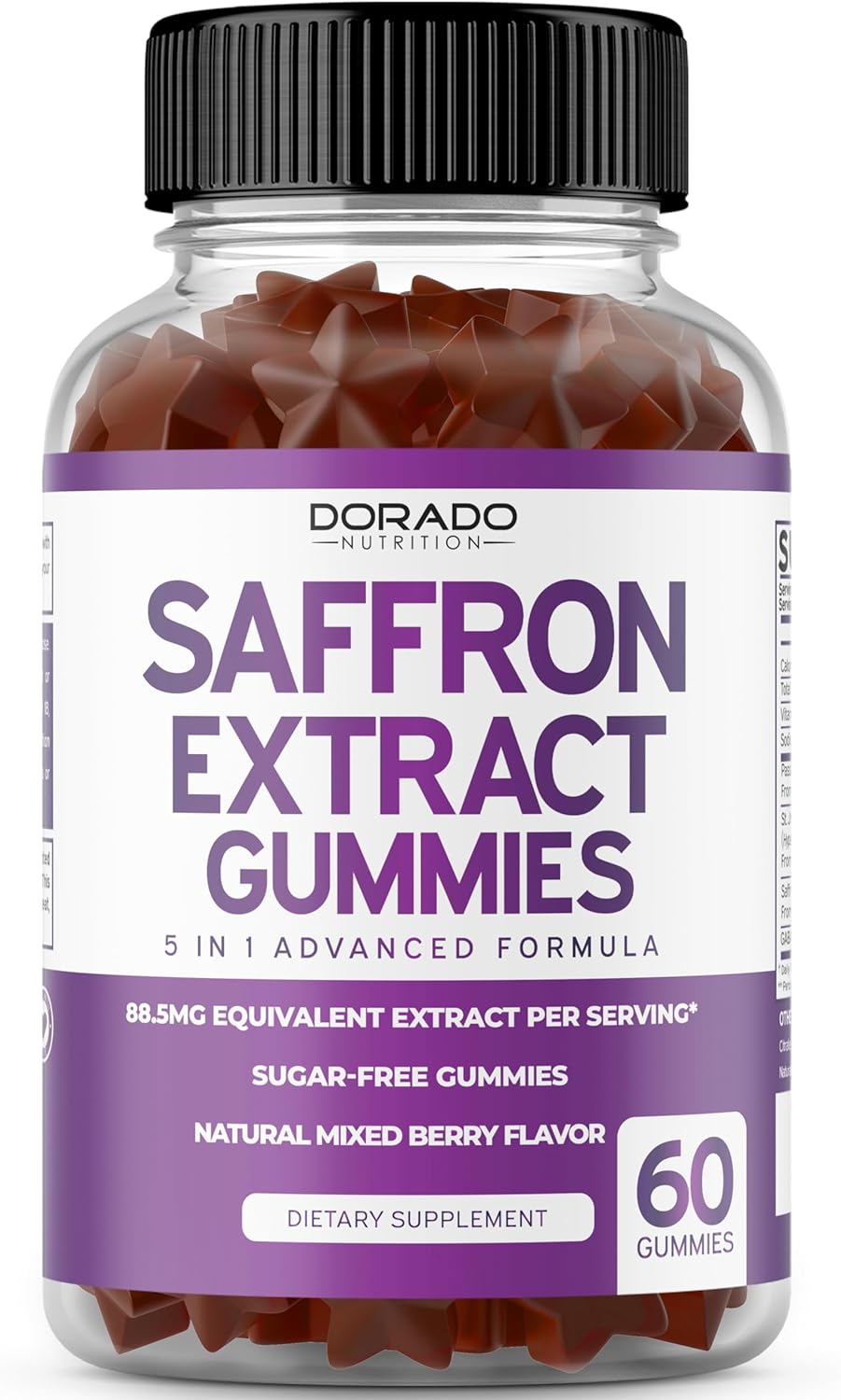 120 Count Premium Saffron and Mushroom Gummies - Sugar Free Supplement by DORADO NUTRITION
