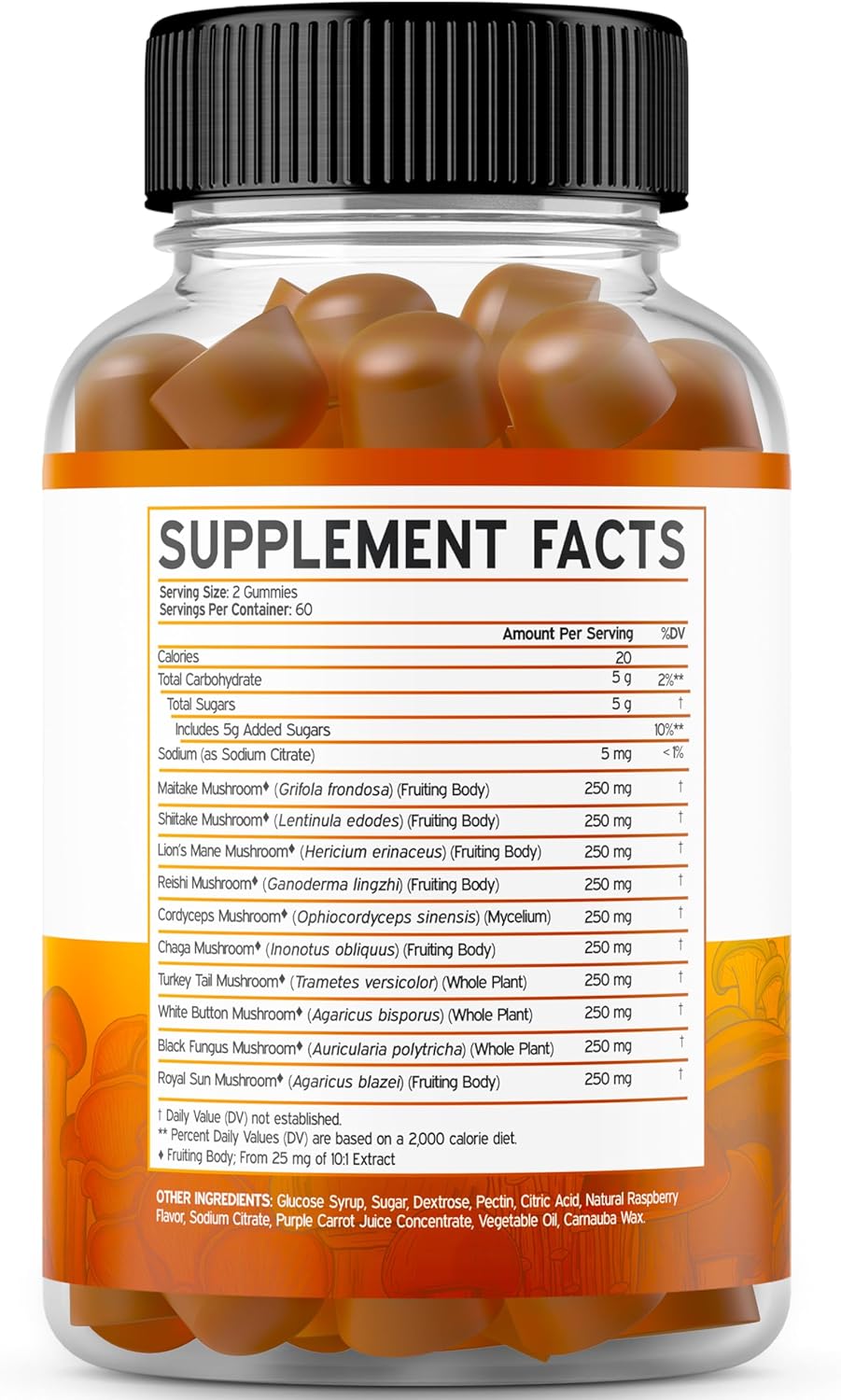 120 Count Premium Saffron and Mushroom Gummies - Sugar Free Supplement by DORADO NUTRITION