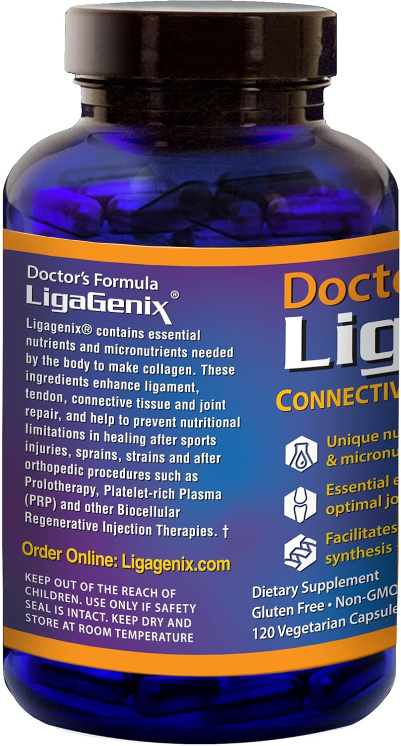 120 Count Regenerative Nutraceuticals Doctor's Formula LigaGenix Vegetarian Capsules for Connective Tissue & Joint Support