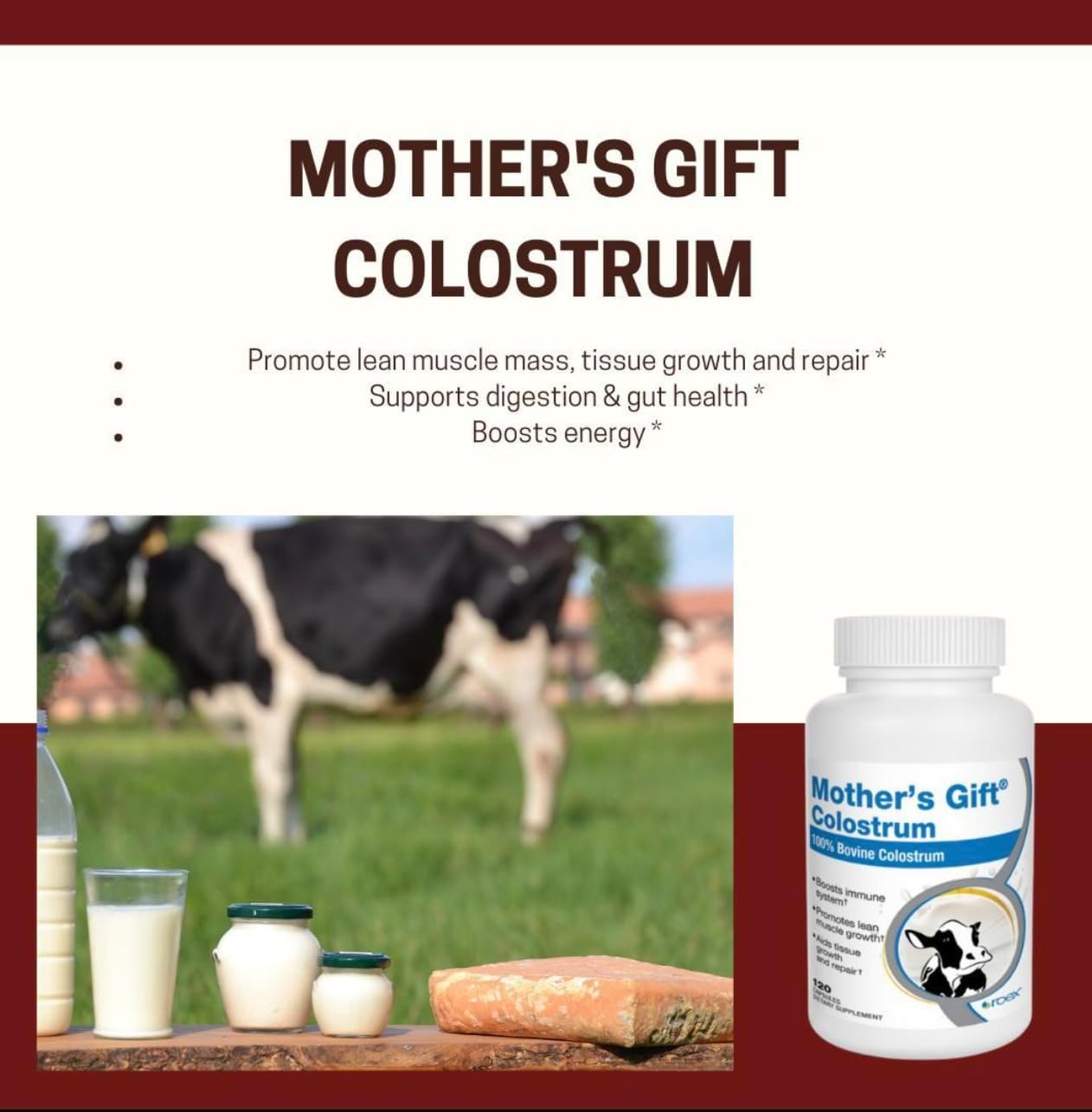 120 Count Roex Mother's Colostrum Capsule - Immune System Support and Nutrient Boost