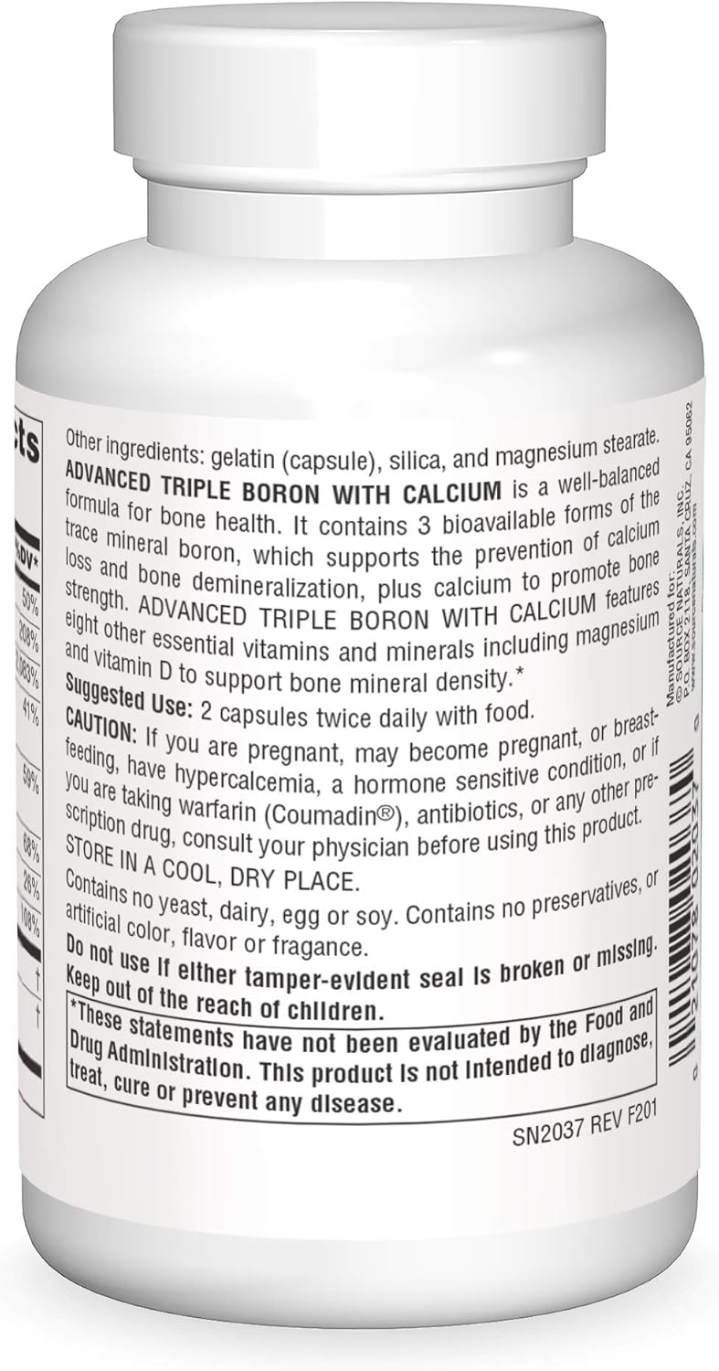 120 Count Source Naturals Advanced Triple Boron with Calcium Capsule - Supports Bone Health and Mineral Absorption