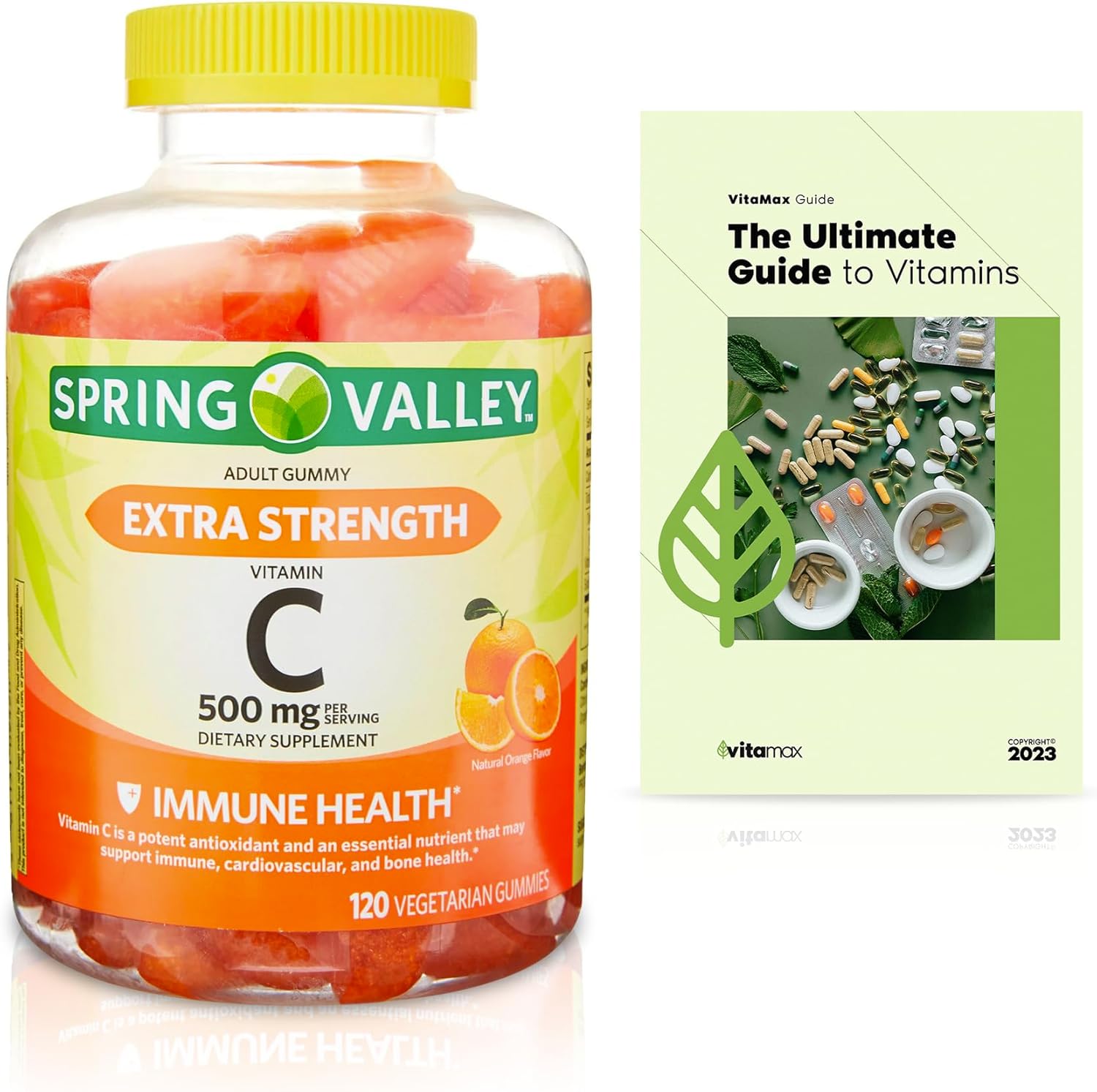 120 Count Spring Valley Extra Strength Vitamin C Immune Health Gummies with VitaMax Vitamin Guide