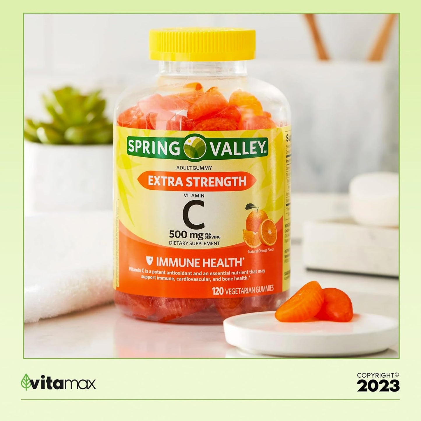 120 Count Spring Valley Extra Strength Vitamin C Immune Health Gummies with VitaMax Vitamin Guide