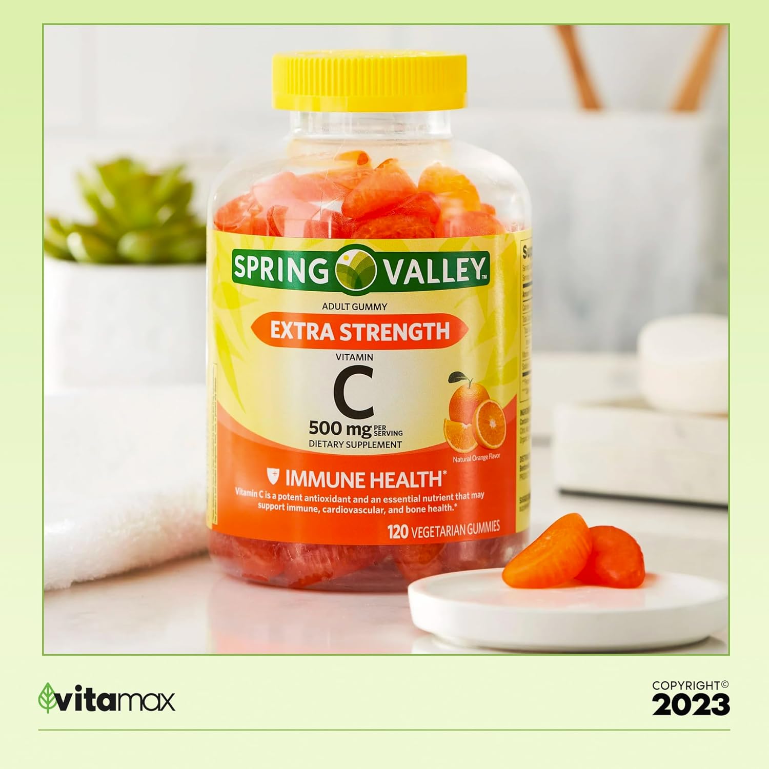 120 Count Spring Valley Extra Strength Vitamin C Immune Health Gummies with VitaMax Vitamin Guide