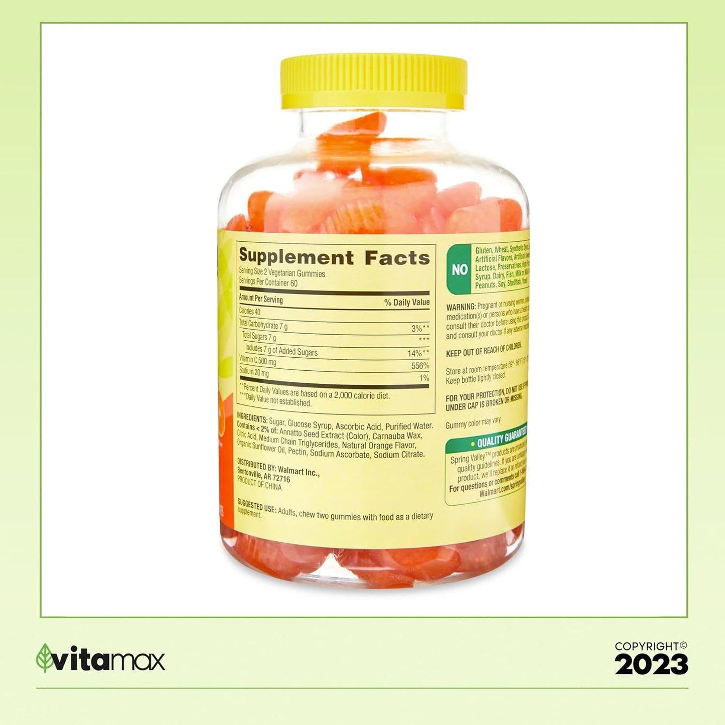 120 Count Spring Valley Extra Strength Vitamin C Immune Health Gummies with VitaMax Vitamin Guide