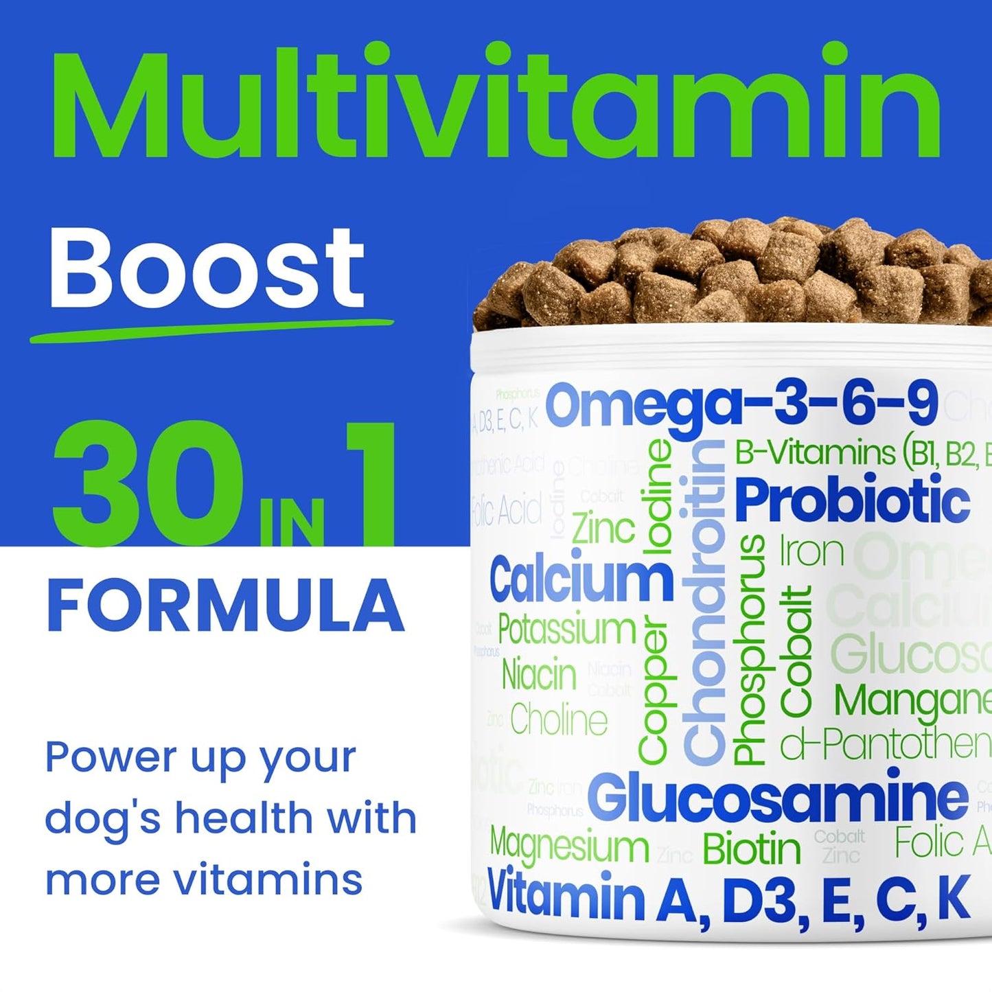 120 Ct Dog Multivitamin Chewable Treats with Glucosamine Chondroitin, Omega, and Probiotics for Joint Support, Skin & Coat Health