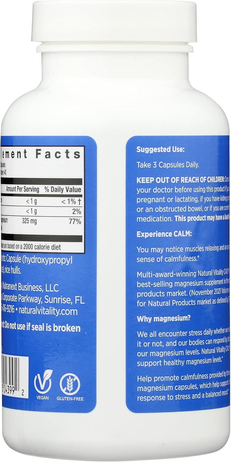 120 CT Natural Vitality Calm Magnesium Supplement for Relaxation and Stress Relief