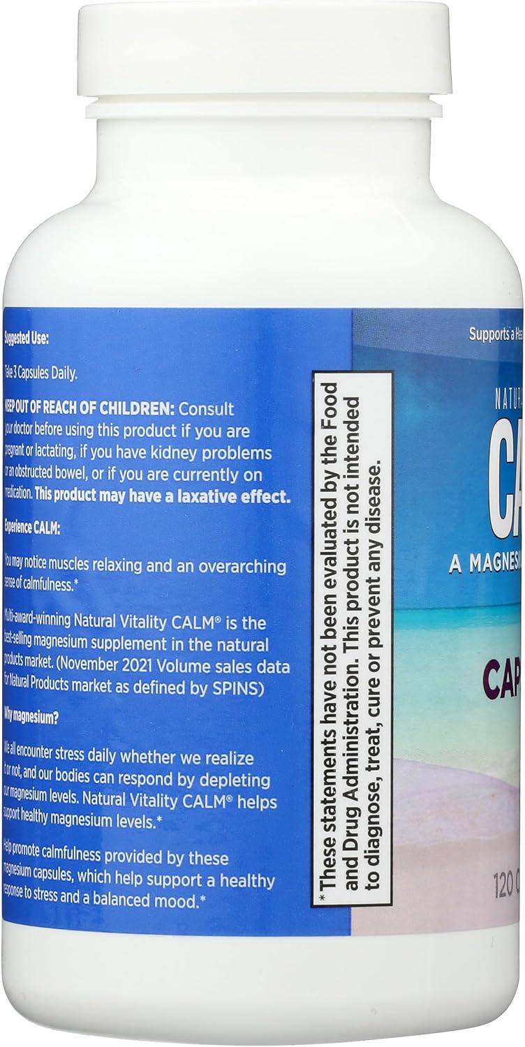 120 CT Natural Vitality Calm Magnesium Supplement for Relaxation and Stress Relief