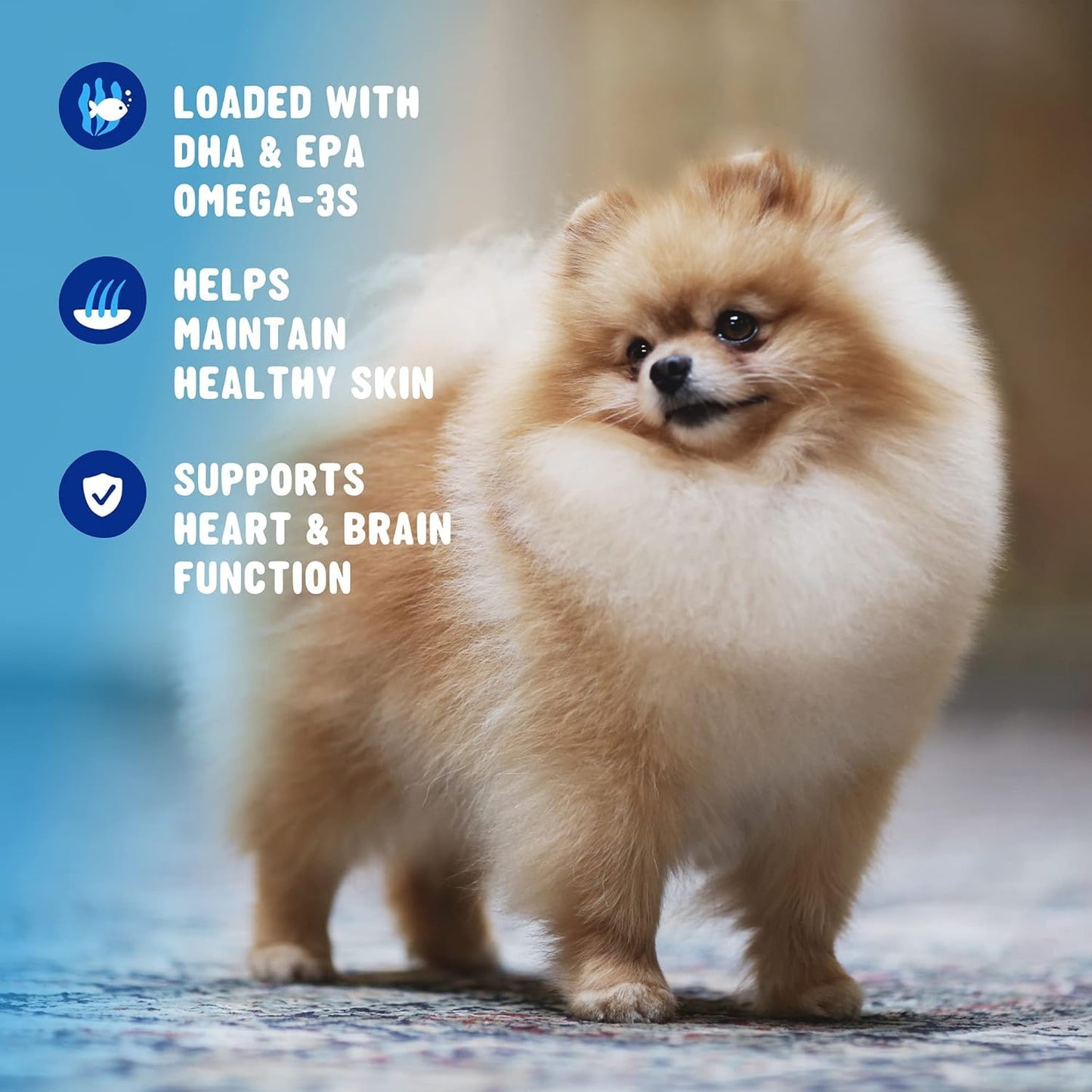 120 ct Omega 3 Soft Chews for Dogs with Biotin & Vitamin E - Skin and Coat Supplement for Itchy, Dry Skin - Shedding Omega 3 6 9 Oil