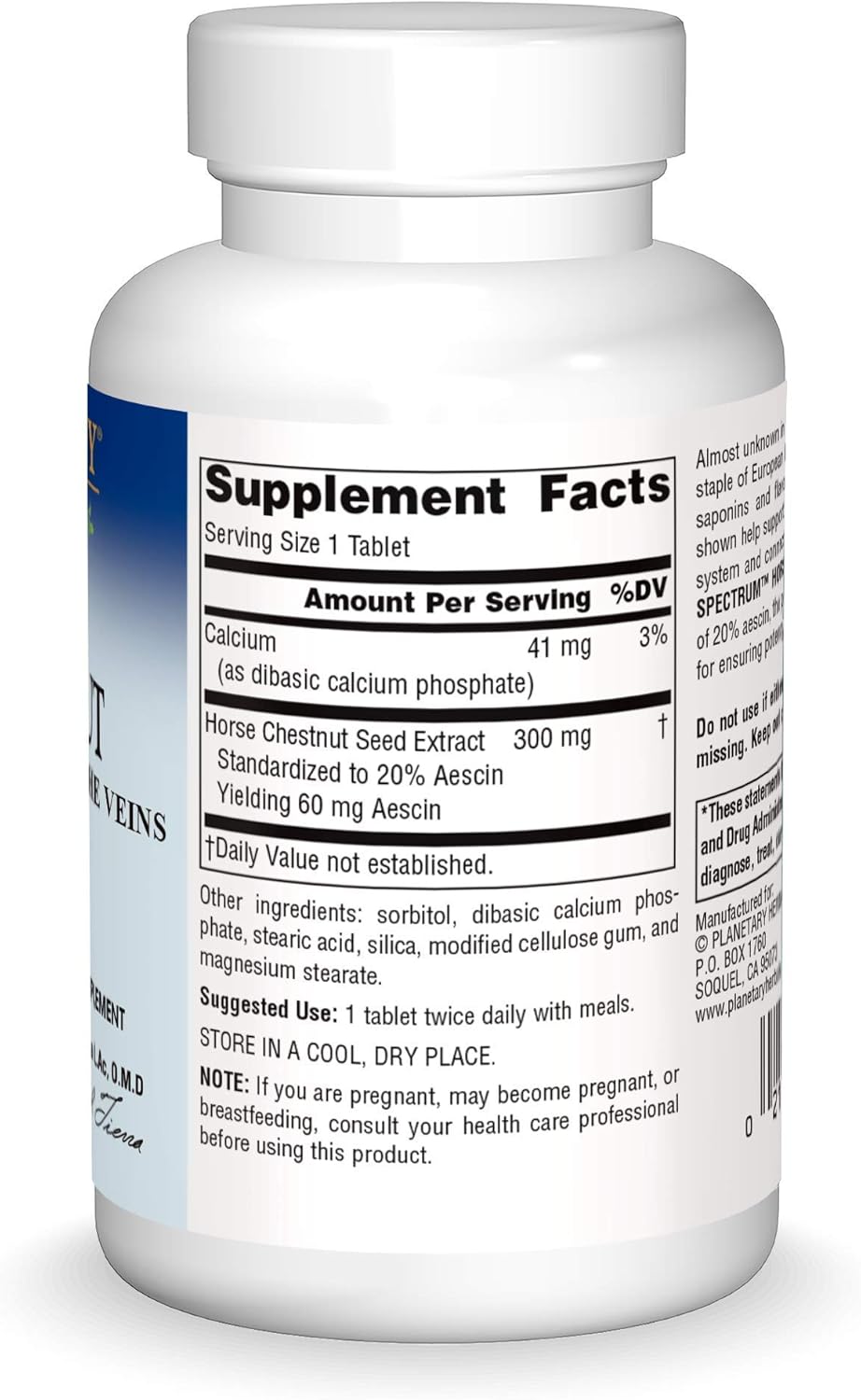 120 CT Planetary HERBALS Fullspectrum Horsechestnut Supplement for Healthy Circulation