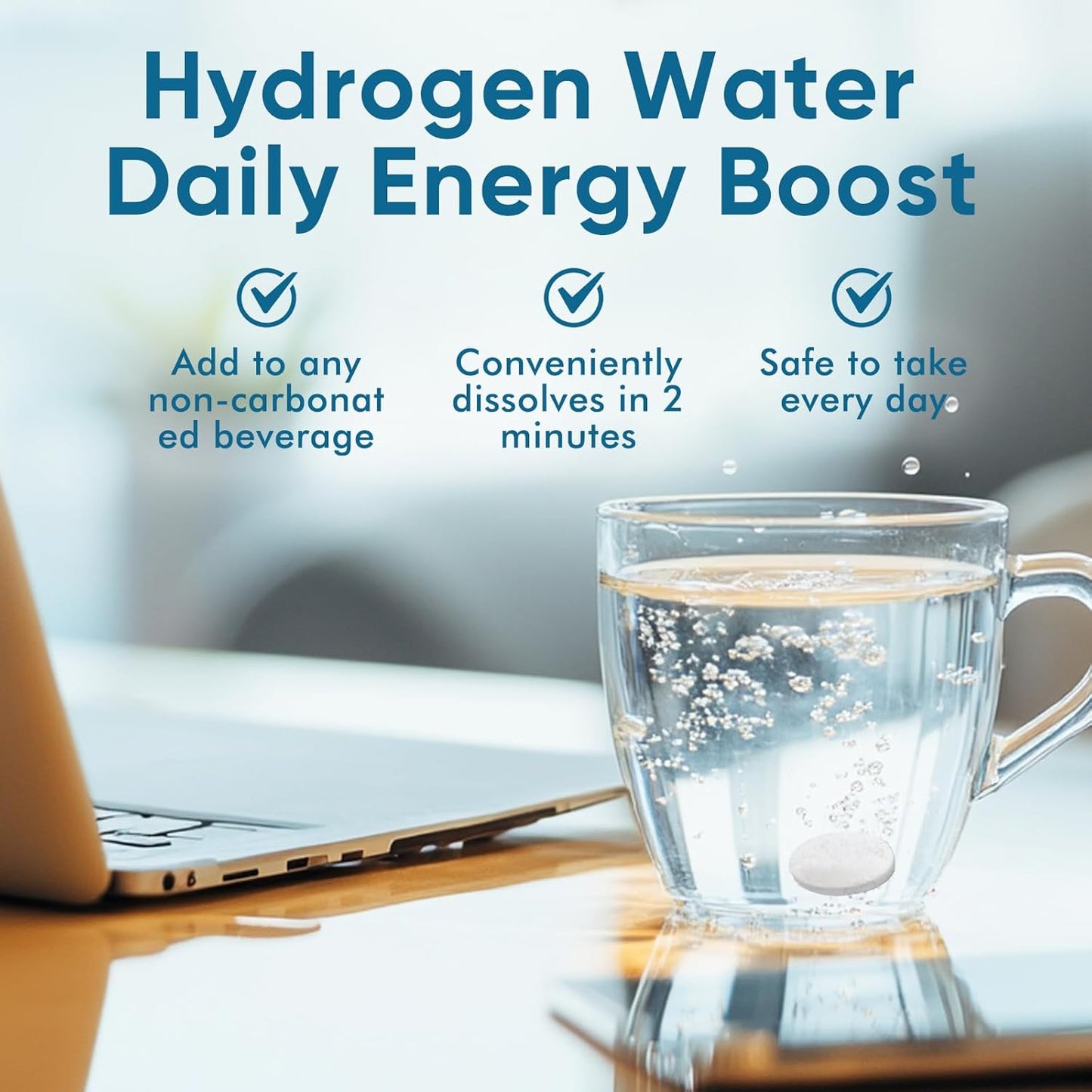 120 DQQI Hydrogen Water Tablets with Magnesium for Brain Health & Energy Boost