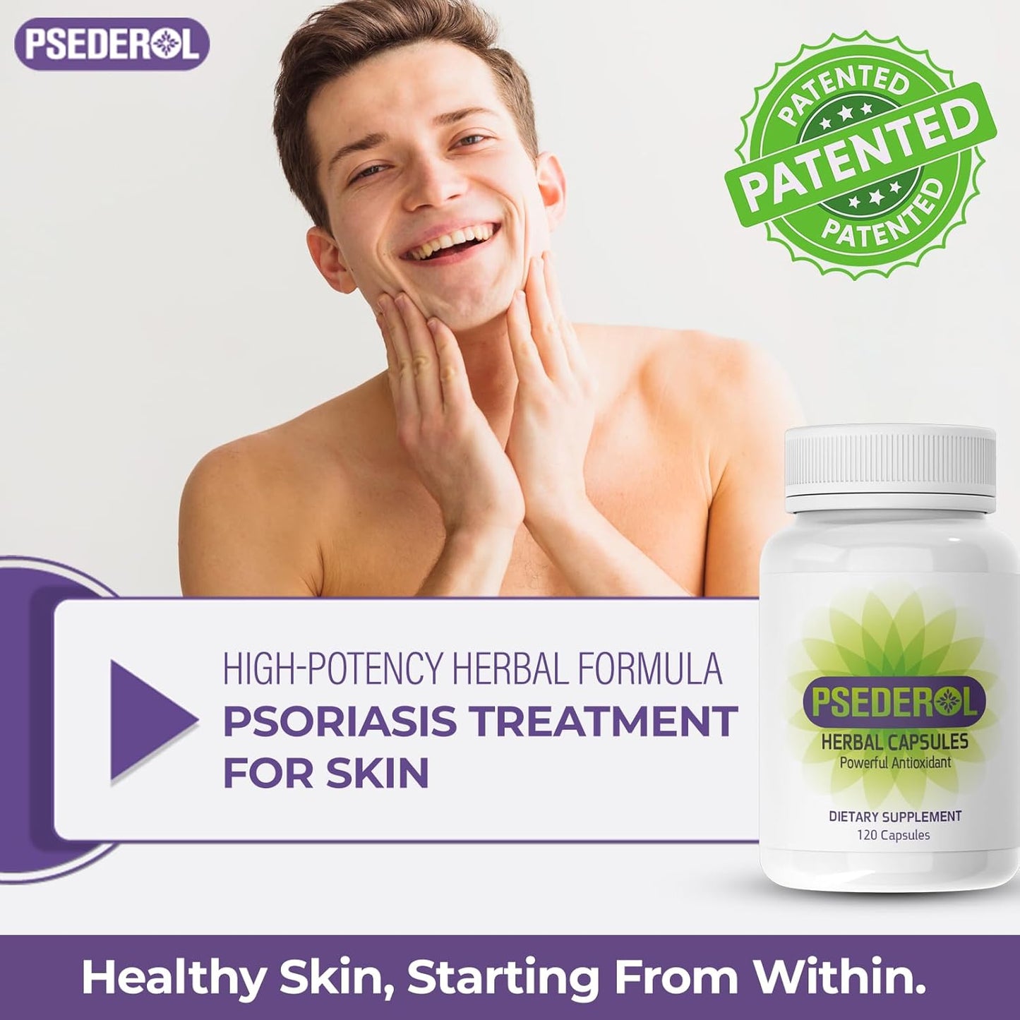 120 Herbal Capsules for Psoriasis Support, Natural Ayurvedic Supplement with 6 Antioxidant Herbs for Dry and Itchy Skin