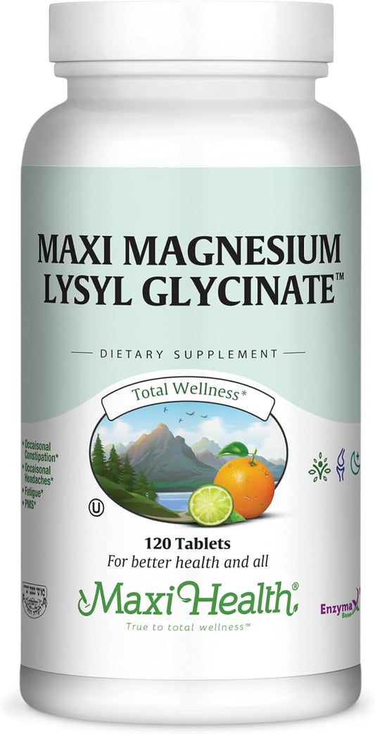 120 Kosher Maxi Health Maxi Magnesium Lysyl Glycinate Capsules for Enhanced Absorption