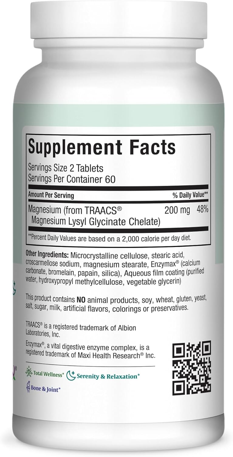 120 Kosher Maxi Health Maxi Magnesium Lysyl Glycinate Capsules for Enhanced Absorption