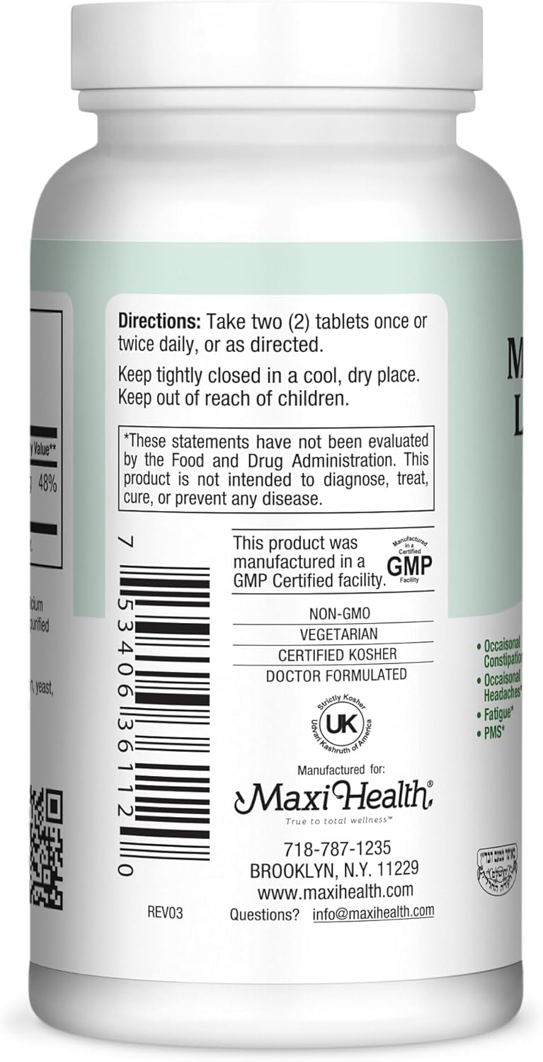 120 Kosher Maxi Health Maxi Magnesium Lysyl Glycinate Capsules for Enhanced Absorption