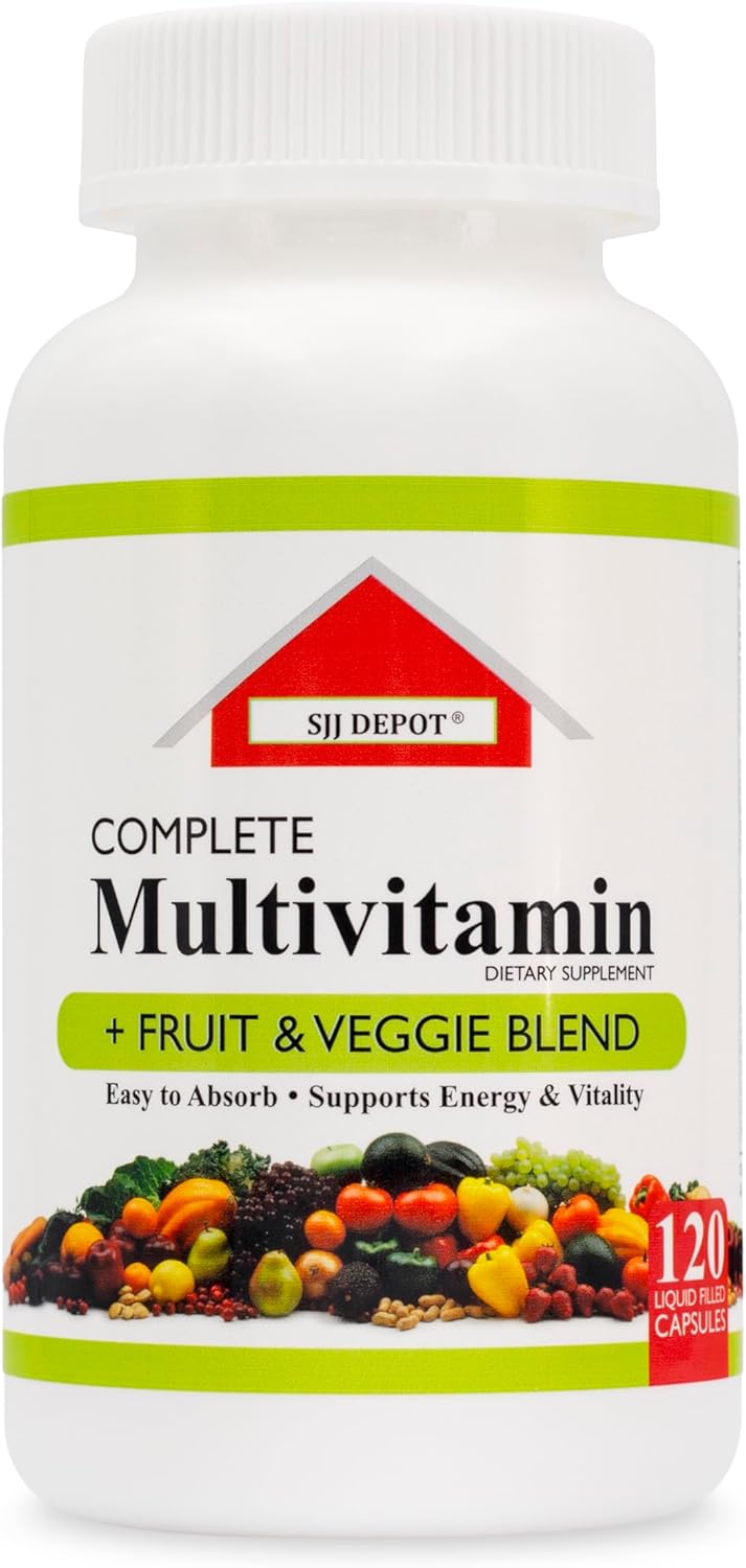 120 Liquid Capsules Loaded with Multivitamins, Antioxidants for Daily Women Men Senior Adult - SJJ DEPOT Fruit and Vegetable Multivitamin Supplement