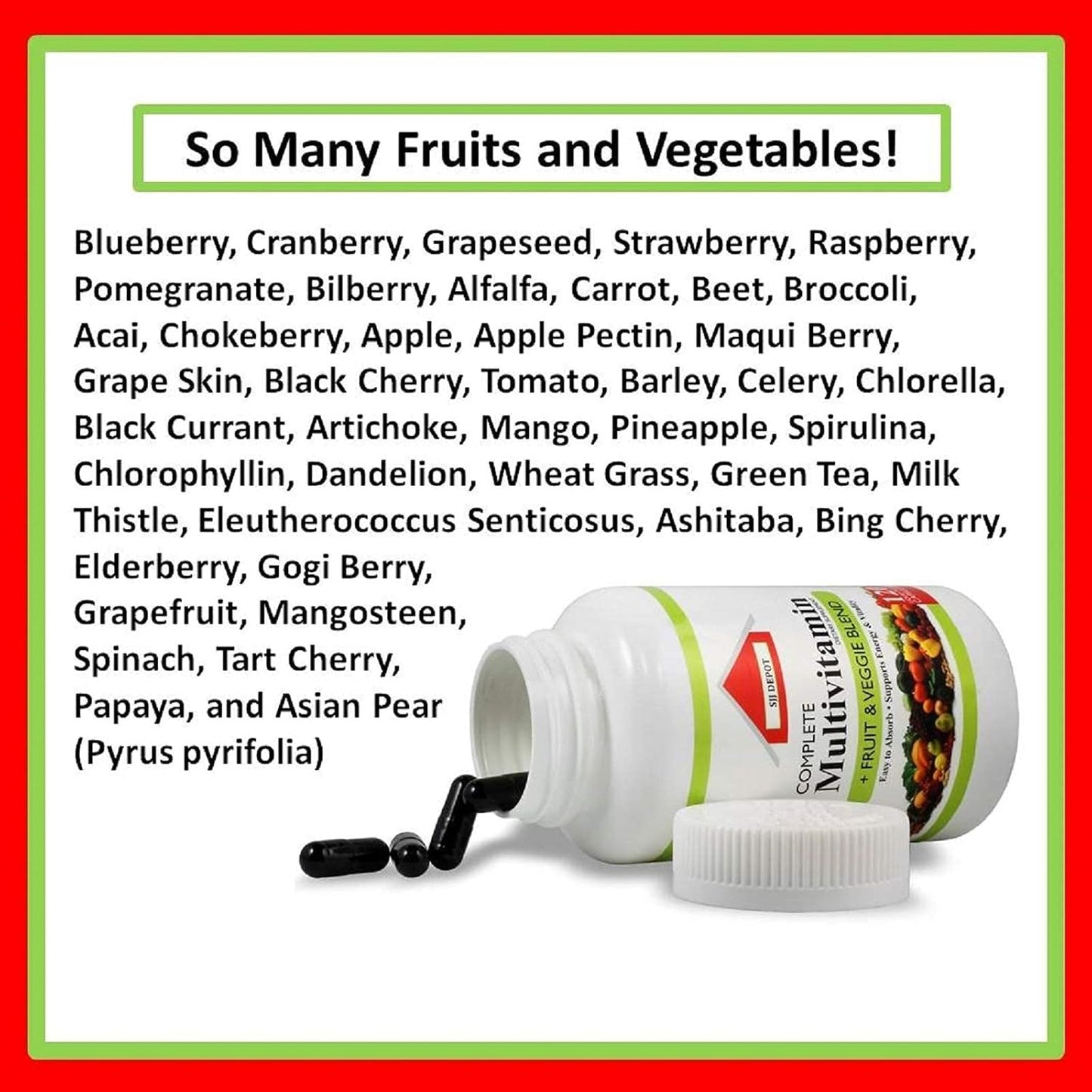 120 Liquid Capsules Loaded with Multivitamins, Antioxidants for Daily Women Men Senior Adult - SJJ DEPOT Fruit and Vegetable Multivitamin Supplement