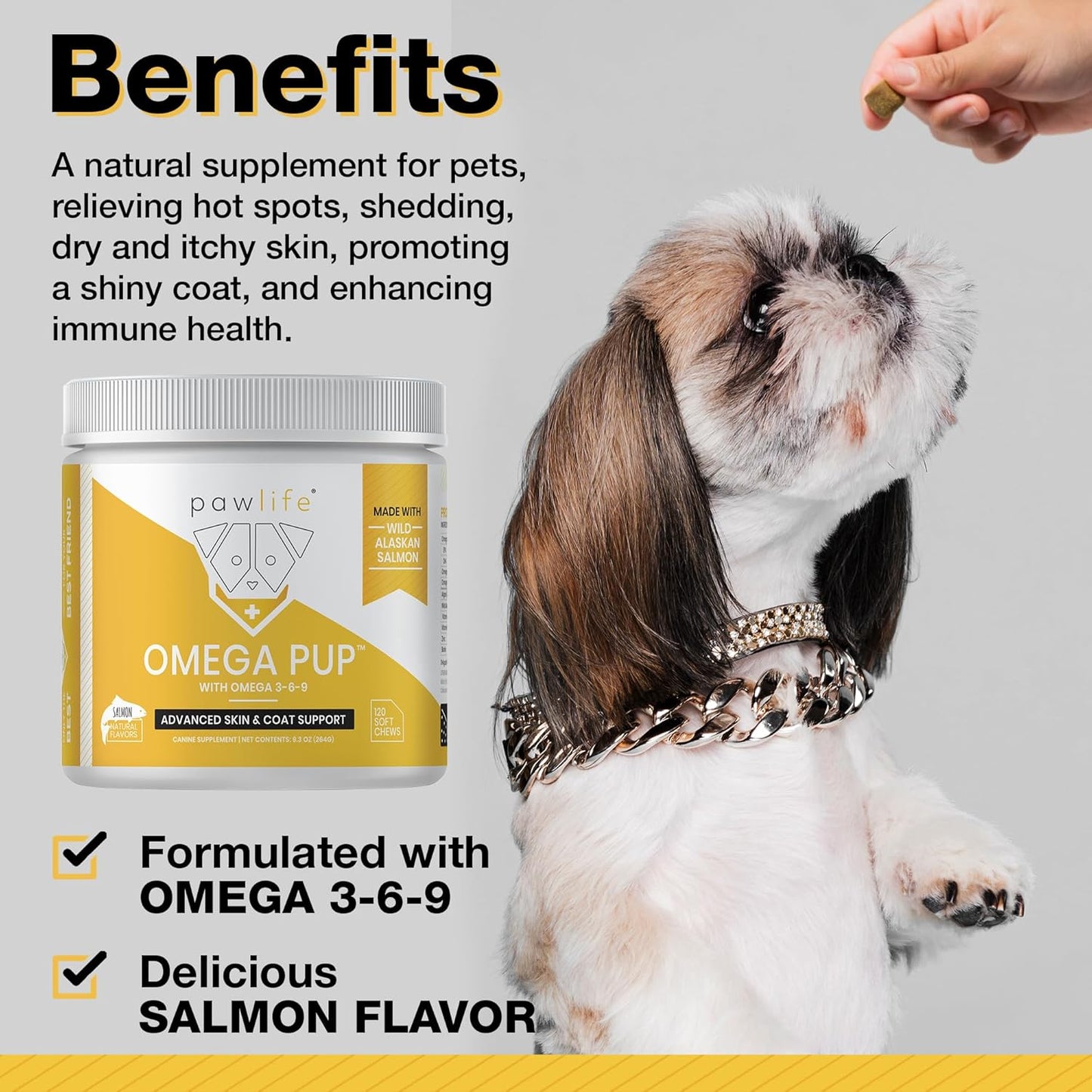 120 Omega 3 Fish Oil Dog Vitamins for Itching Relief and Healthy Skin & Coat (Salmon Flavor)