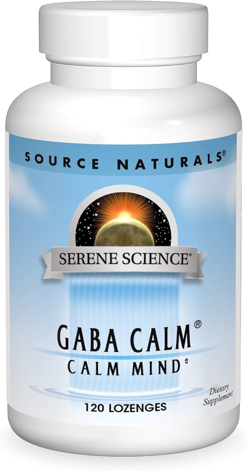 120 Peppermint Flavor GABA Calm Lozenges by Source Naturals Serene Science - Quick Dissolving