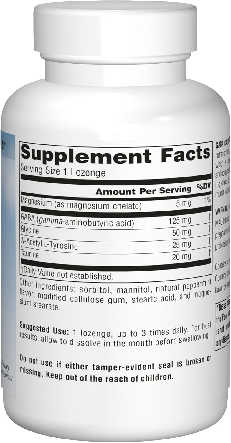 120 Peppermint Flavor GABA Calm Lozenges by Source Naturals Serene Science - Quick Dissolving