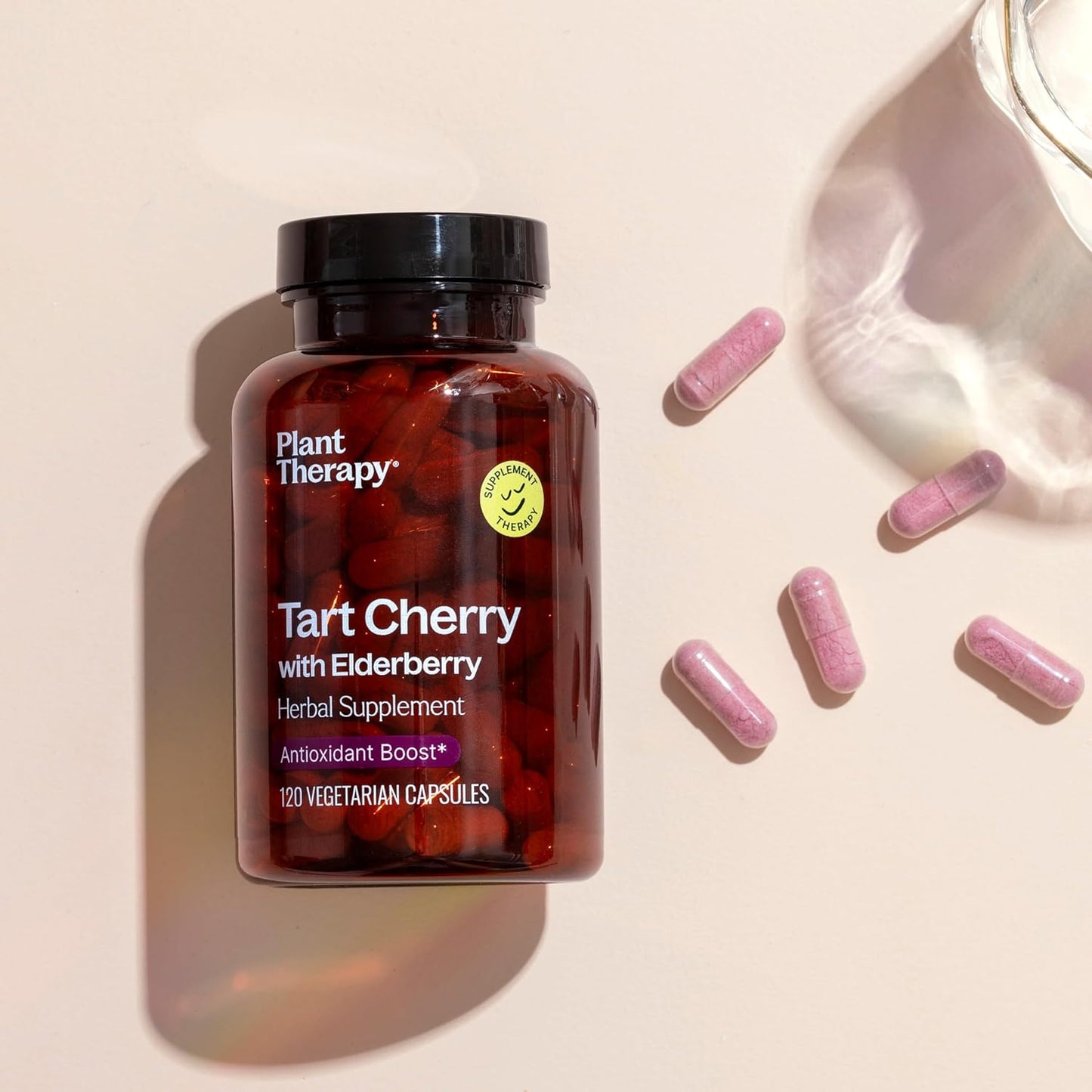120 Plant Therapy Tart Cherry & Elderberry Capsules, Immune & Sleep Support, Vegetarian Herbal Supplement, USA Made