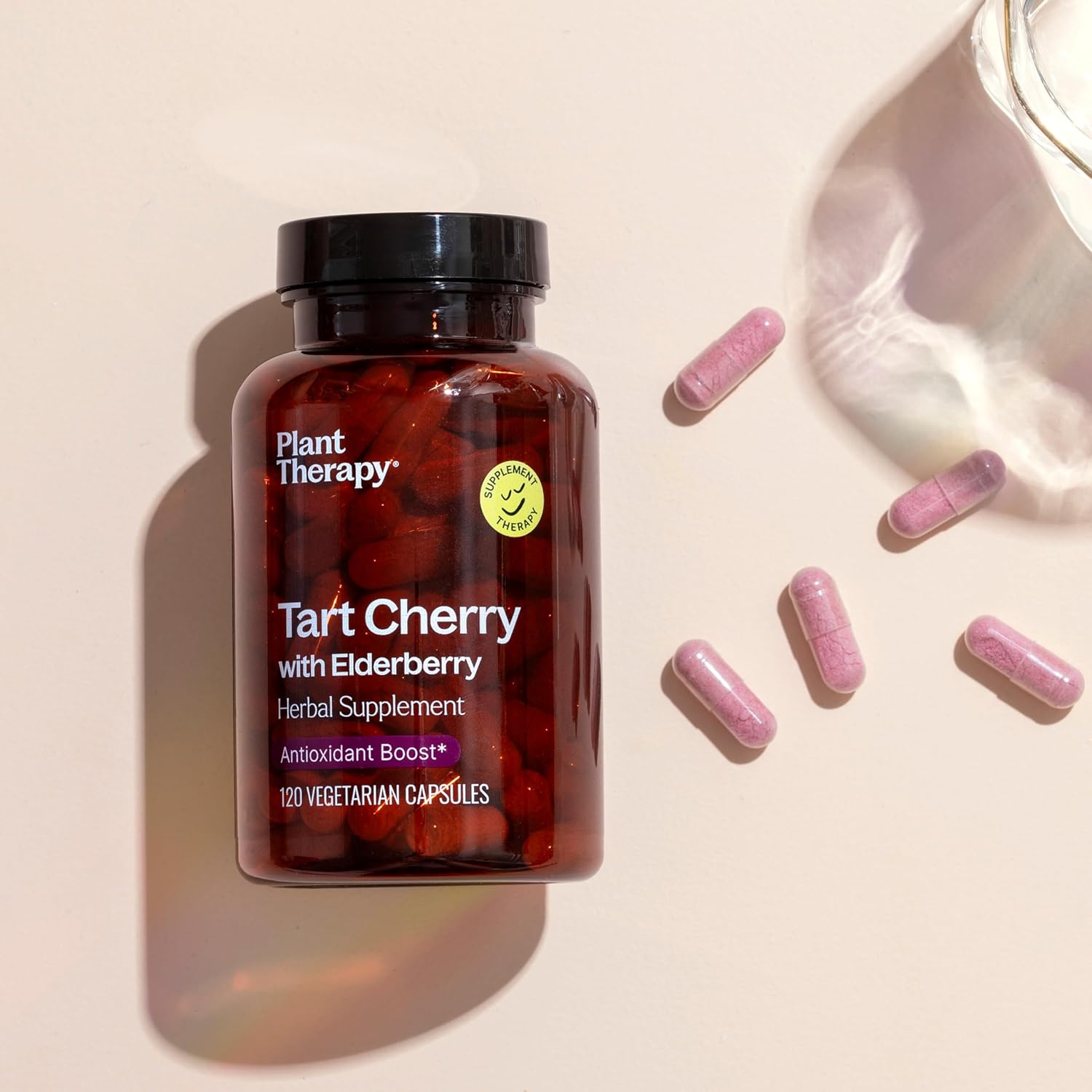 120 Plant Therapy Tart Cherry & Elderberry Capsules, Immune & Sleep Support, Vegetarian Herbal Supplement, USA Made