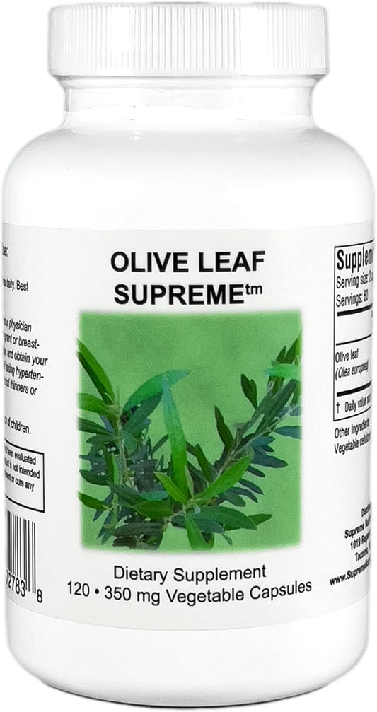 120 Pure Olive Leaf Vegetarian Capsules by Supreme Nutrition - High-Quality Olive Leaf Supplement