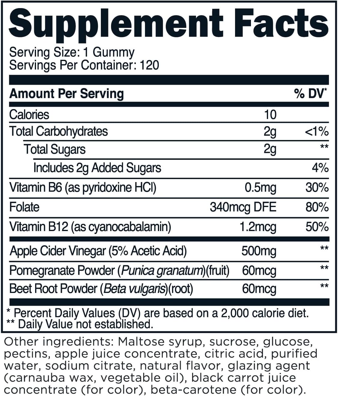 120 Servings of TransformHQ Apple Cider Vinegar Gummies, 500mg Per Serving - Gluten Free, Non-GMO