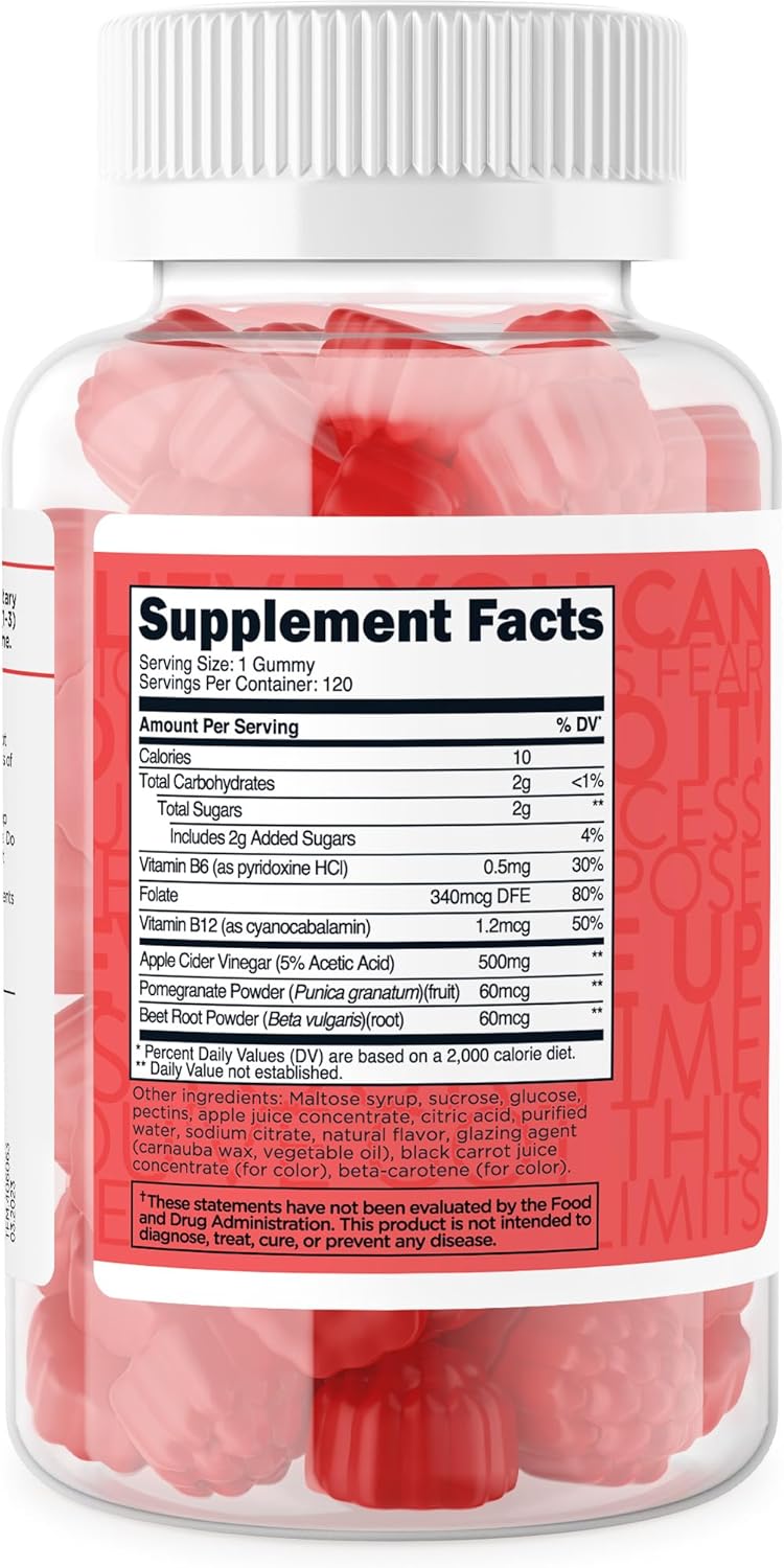 120 Servings of TransformHQ Apple Cider Vinegar Gummies, 500mg Per Serving - Gluten Free, Non-GMO