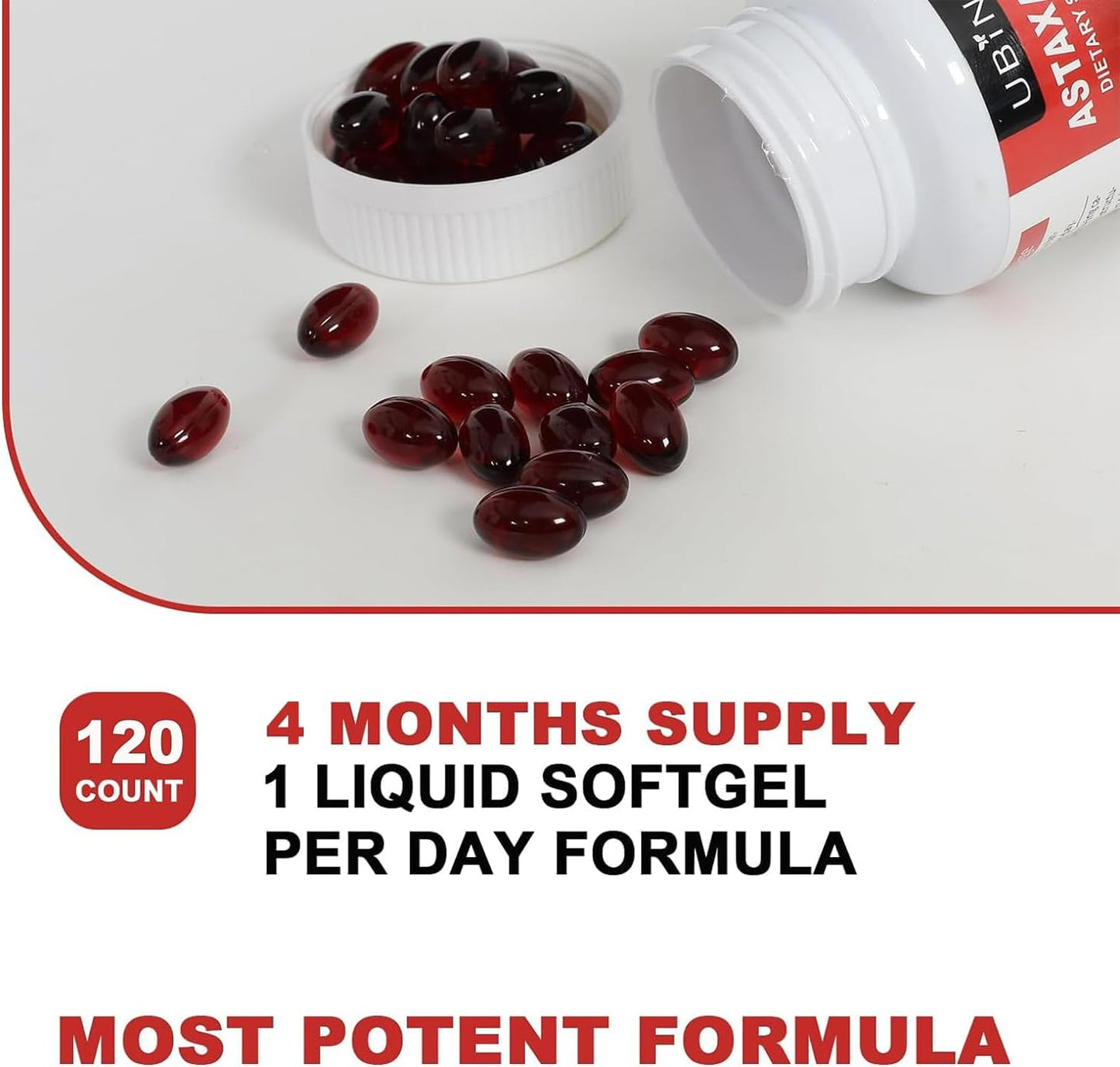120 Servings of Ubiney Premium Astaxanthin 12mg Softgels for Immune, Skin, Eye & Joint Health - Non-GMO, Gluten-Free, Microalgae Extract Supplement