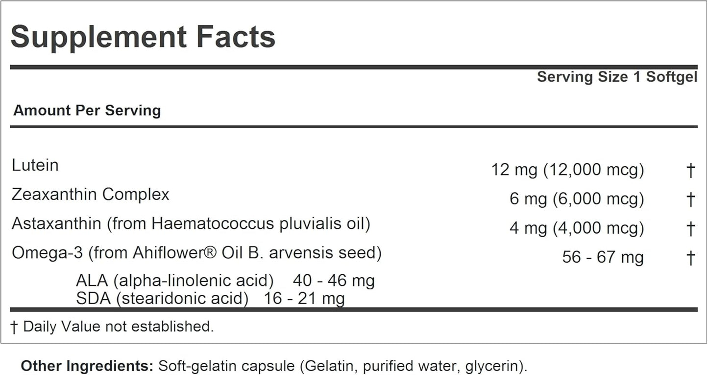 120 Softgels of Andrew Lessman Maximum Lutein, Zeaxanthin, and Astaxanthin Formula for Eye and Brain Health