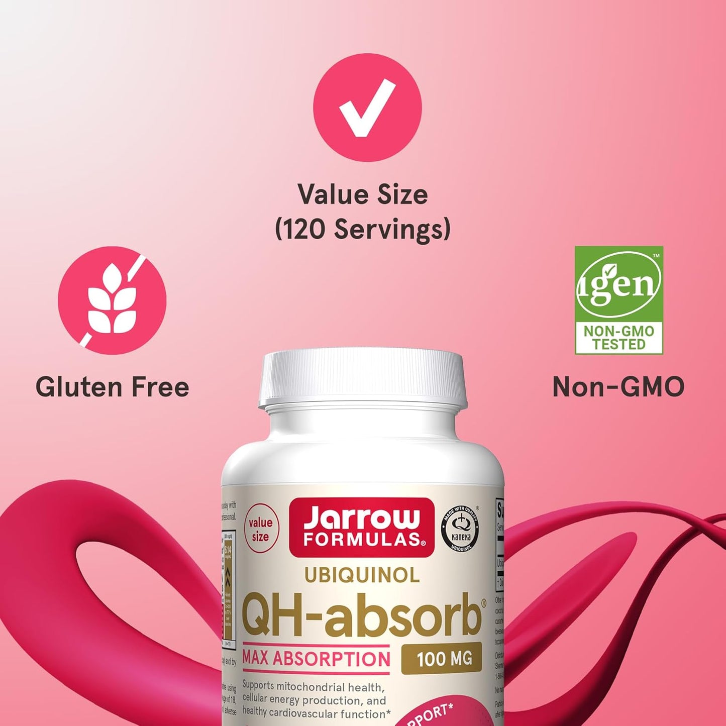 120 Softgels of Jarrow Formulas QH-Absorb Ubiquinol Dietary Supplement, 100 mg, for Cardiovascular Health, 12-Month Supply