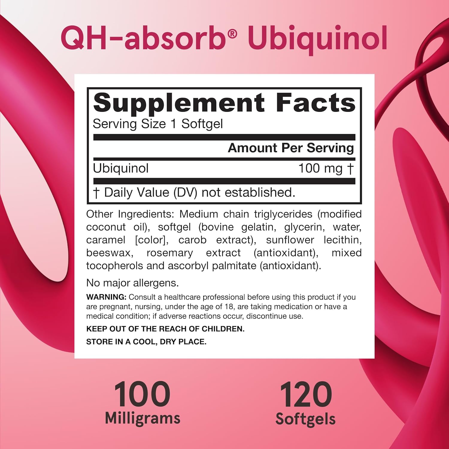 120 Softgels of Jarrow Formulas QH-Absorb Ubiquinol Dietary Supplement, 100 mg, for Cardiovascular Health, 12-Month Supply