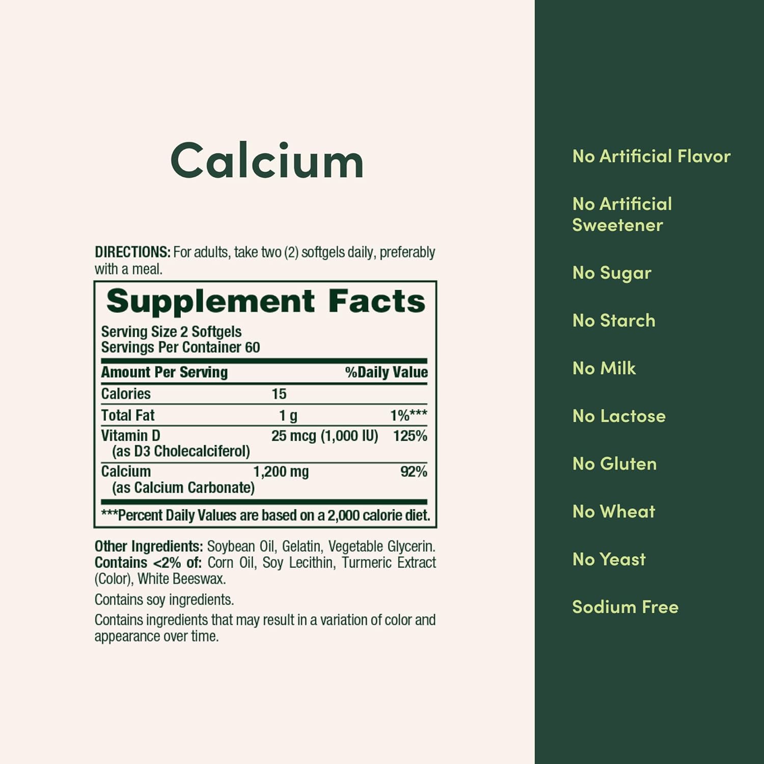 120 Softgels of Nature's Bounty Calcium Carbonate & Vitamin D for Immune & Bone Health - 1200mg Calcium & 1000IU Vitamin D3