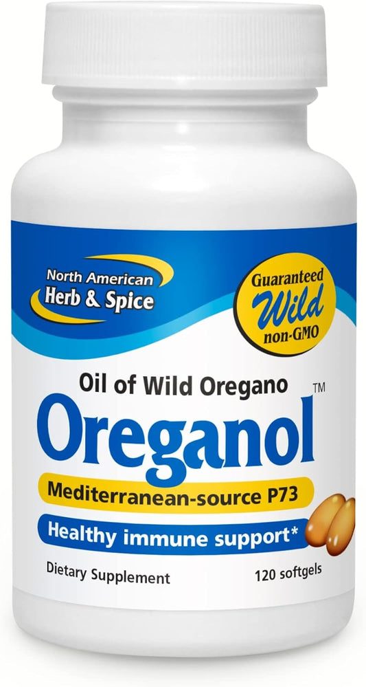 120 Softgels of North American Herb & Spice Oreganol P73 for Immune System Support - Vegan Wild Oregano - Non-GMO - Mediterranean Source